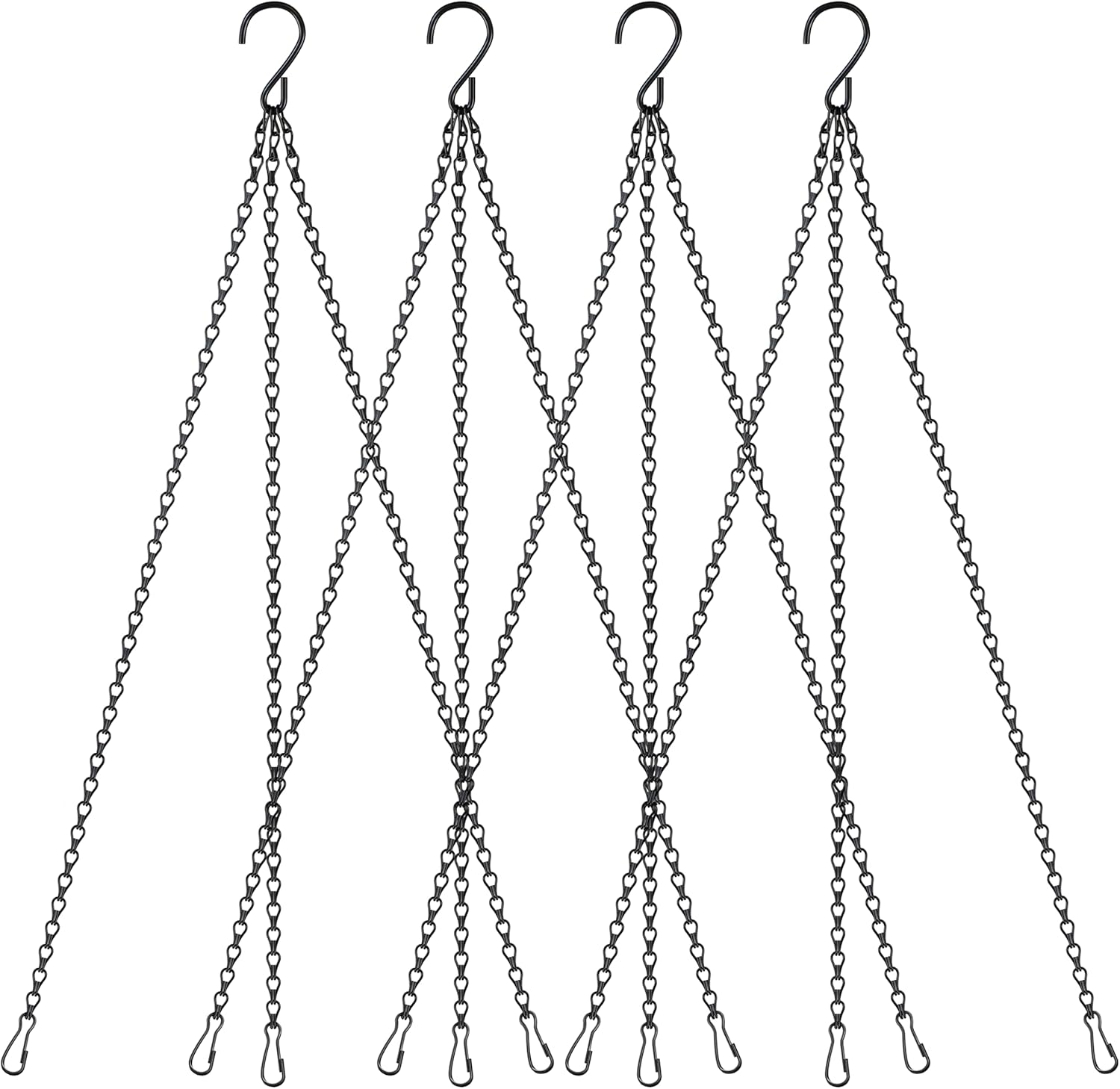 4 Pack 18Inch Hanging Basket Chain,Black Hanging Chain with Hooks Flower Pot Chain Replacement Plant Hangers for Bird Feeders,Planters Wind Chimes and Decorative