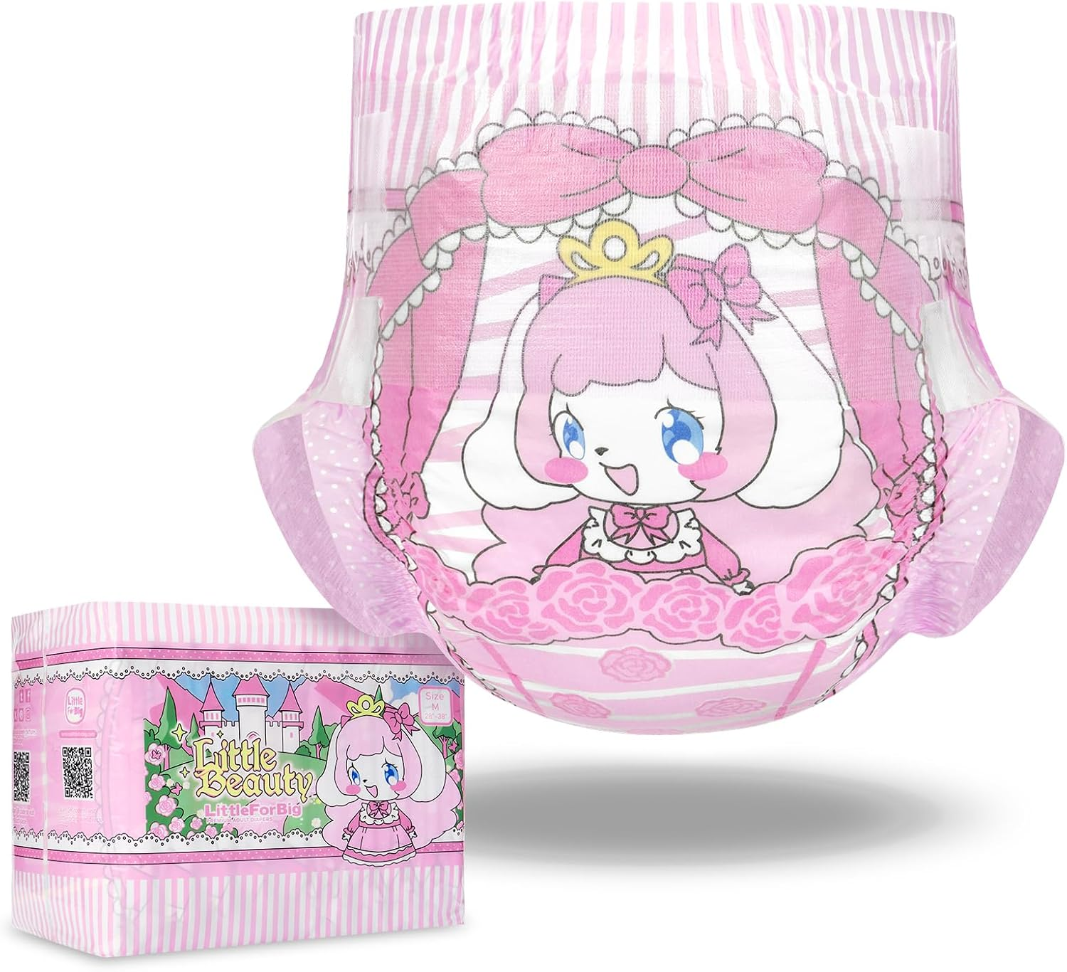 Littleforbig Adjustable Velcro Closure Adult Printed Cloth Back Diaper 10 Pieces - Little Beauty(M)