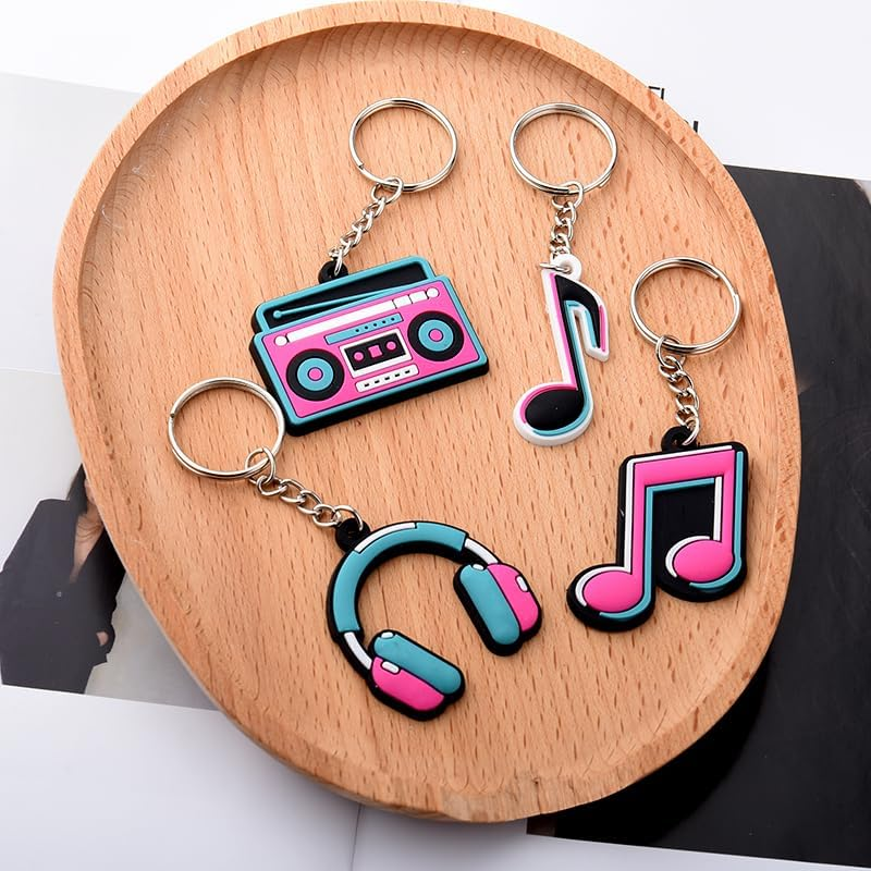 Music Party Favors Keychains for Adult Music Lovers Birthday Gifts for Musicians Gift Keychain for Women Men Music Lover Music Note Charm for Backpack Bag Charms for Handbags Musical Keyring 4 Pcs