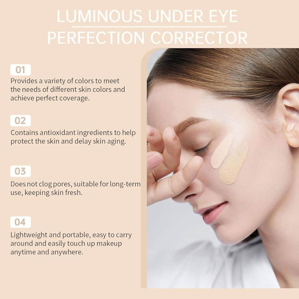 Colored Clay Cc Undereye Corrector,Color Corrector for Dark Circles with Brush, Conceal & Brighten Dark Circles,Under Eye Hydrating Concealer for Women (Natural, One Size) - Natural image number 5