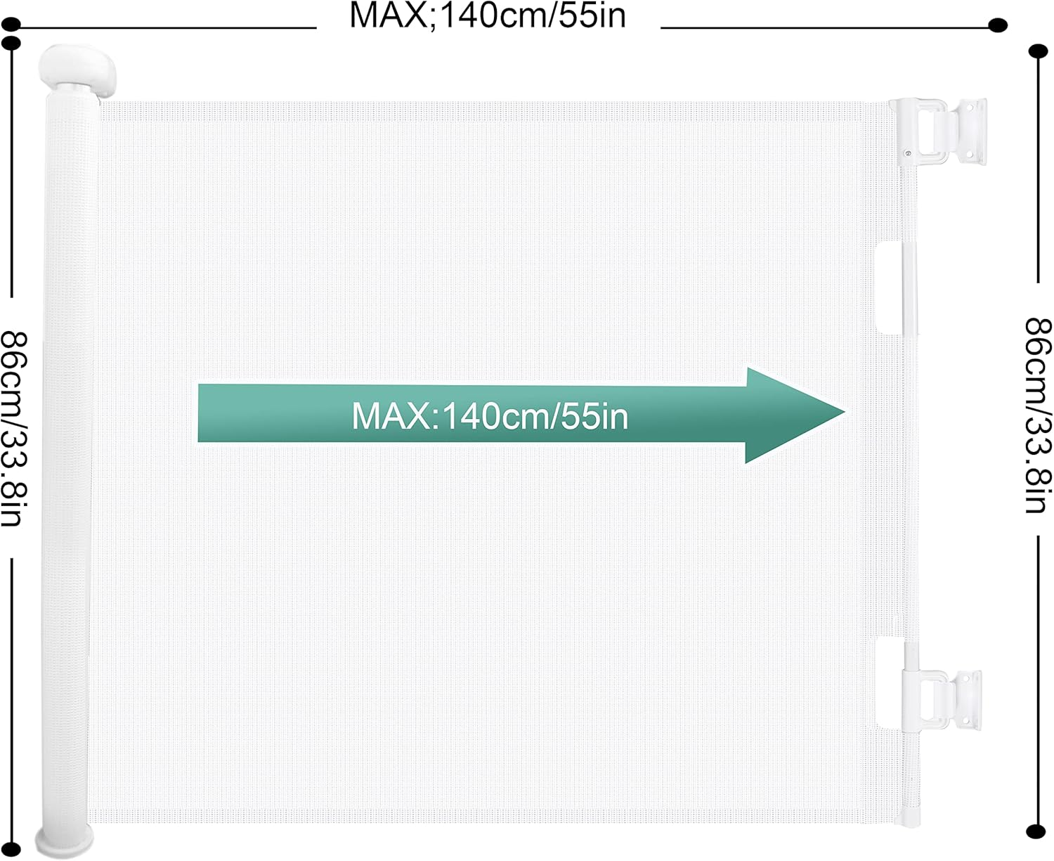 Retractable Baby Safety Gate - Sulishang Durable Portable Mesh Baby Gate/Dog Gate, Extra Wide Safety Gates 33" Tall, Extends up to 55" for Doorways, Stairs, Hallways, Banisters Indoor and Outdoor image number 6