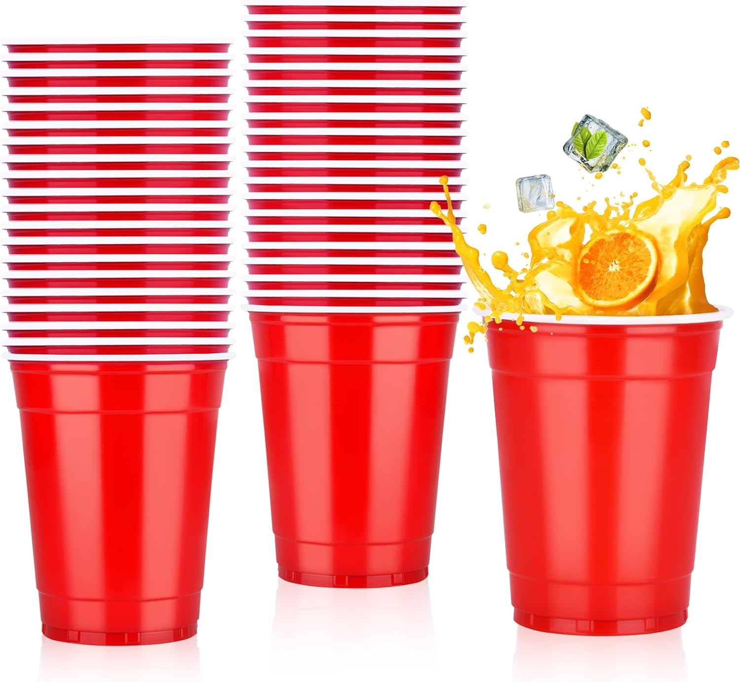 12Oz Red Plastic Party Cups: 50Pack Reusable Blank Plastic Cups, Food-Grade Party Cold Drink Plastic Cups, Red Cups for Parties, Weddings, Events or DIY Projects image number 4