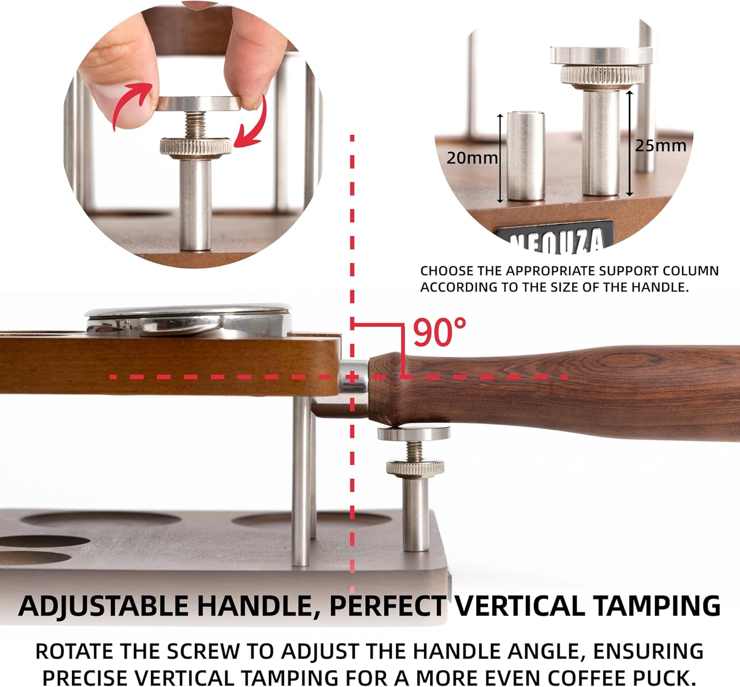 NEOUZA Espresso Tamper Organizer Station for 51/53/58Mm Tamper Distributor Portafilter, Wood Taming Station,Portafilter Holder, Tamping Mat (58Mm) image number 5