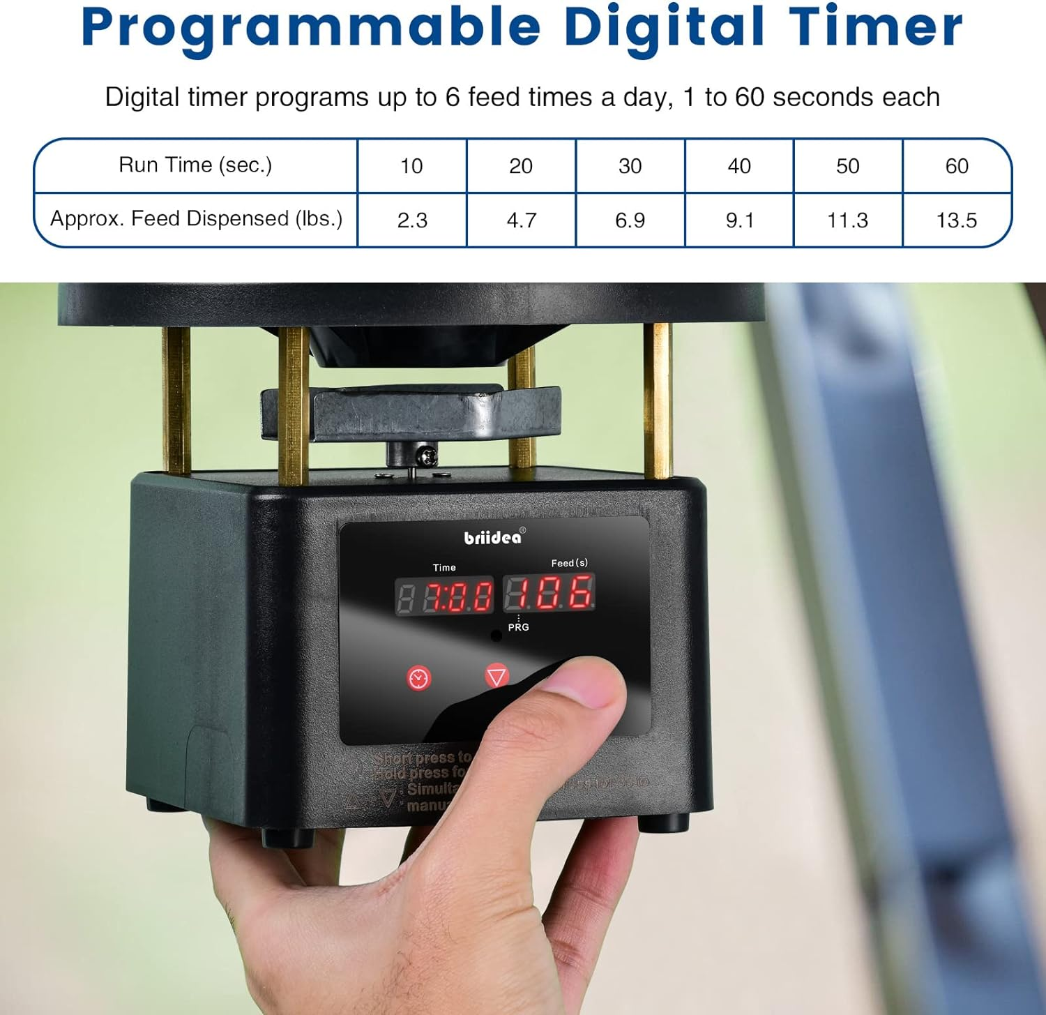 Briidea Deer Feeder Timer, All-In-One Deer Feeder Motor and Timer Kit with Programable Digital Timer, Metal Spin Plate, Adjustable Mount, Black image number 6