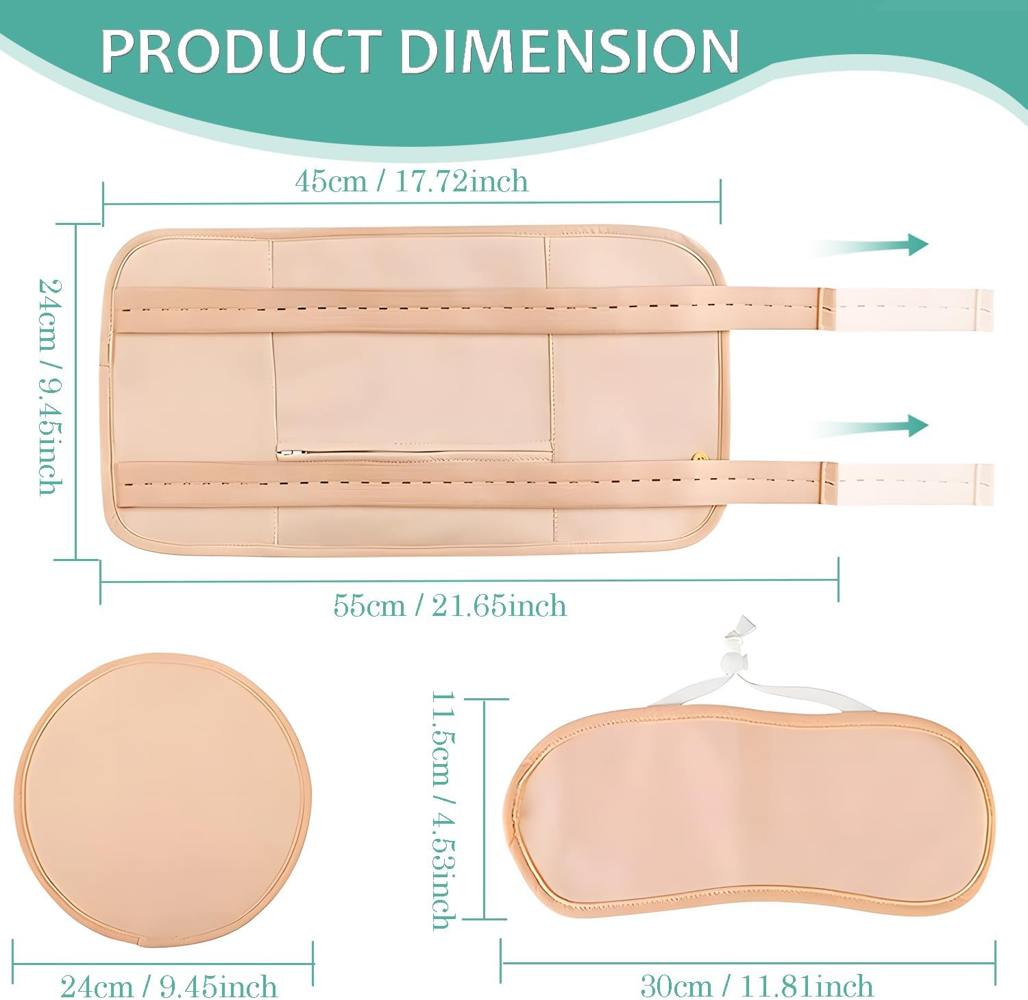 4 Pcs Castor Oil Wrap Pack with Storage Bag, Reusable Washable Castor Oil Pack Set with Adjustable Tape Castor Oil Packs for Liver Detox Relax for Women and Men, Gray (Khaki)