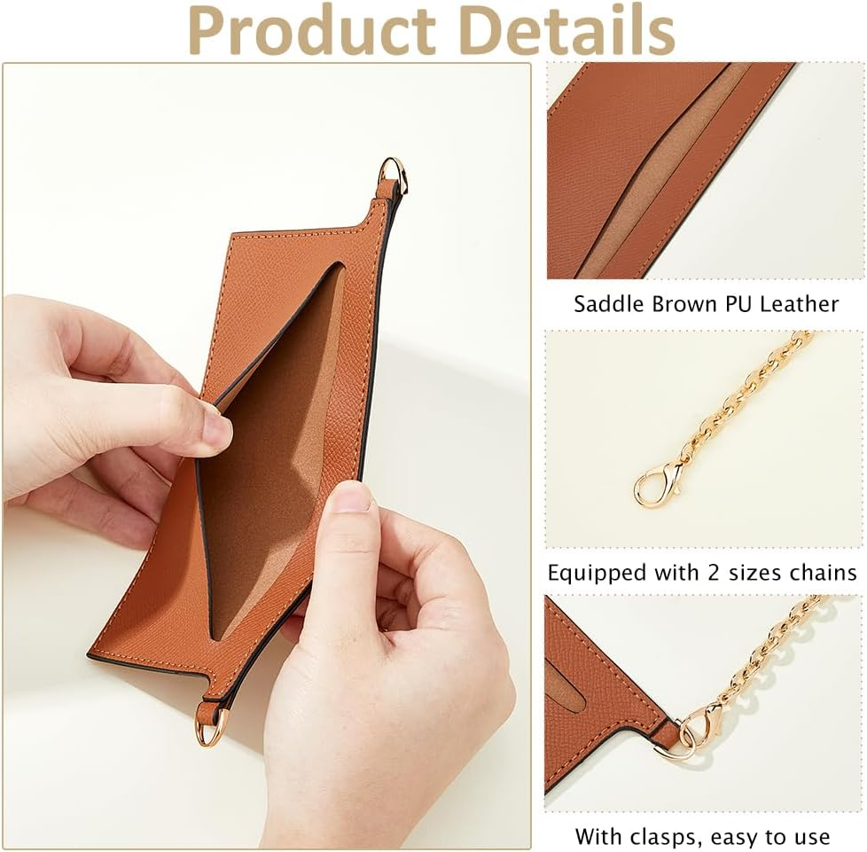 Hobbspring PU Leather Organiser Insert 1 Piece Conversion Set with 2 Gold Chains Saddle Brown Shoulder Bag Convertible Insert for Handbag Wallet - Black image number 6