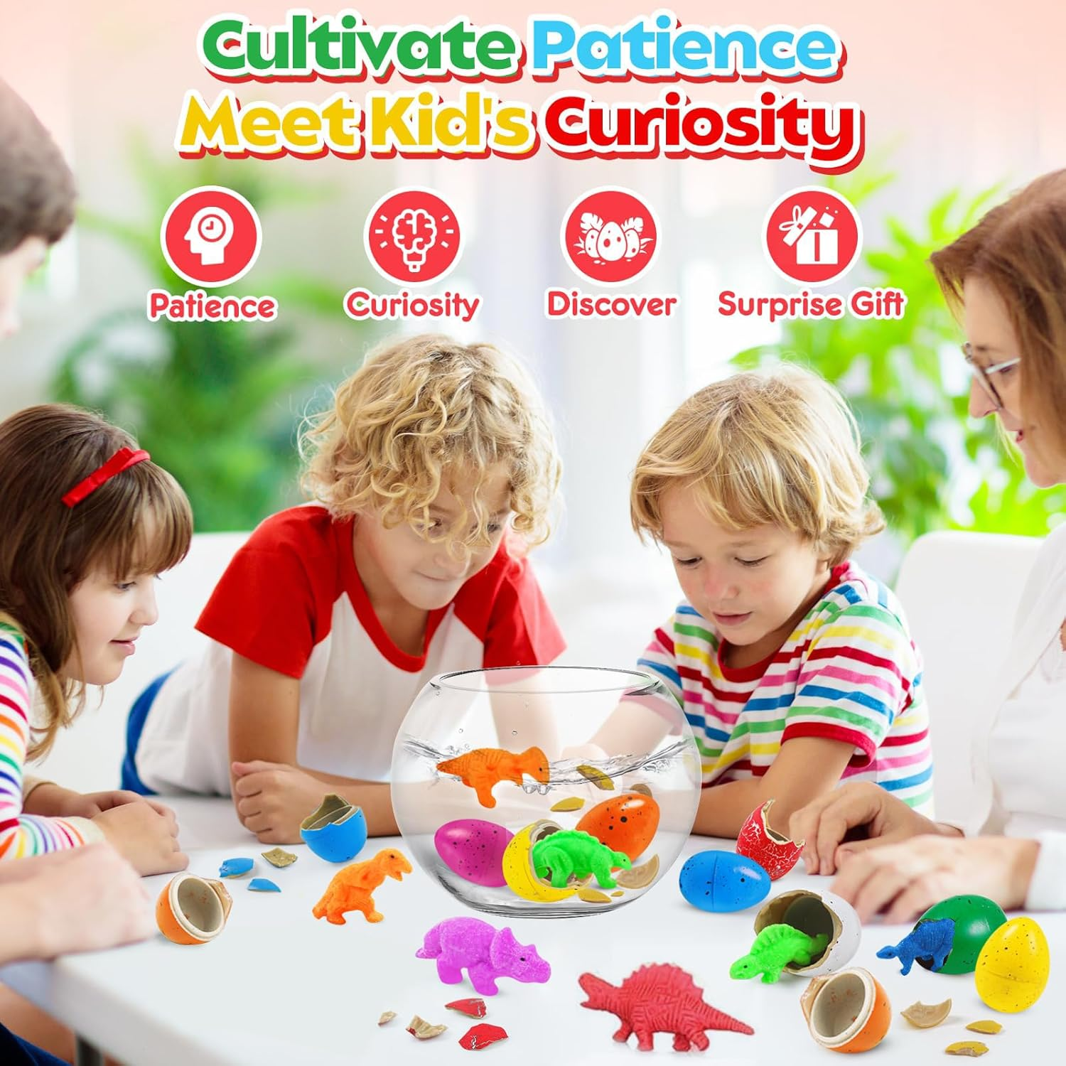 60 Pcs Hatching Dinosaur Eggs, Water Growing Toys for Boys Girls, Dinosaur Eggs with Dinosaurs Inside, Dinosaur Party Favors for Kids image number 2