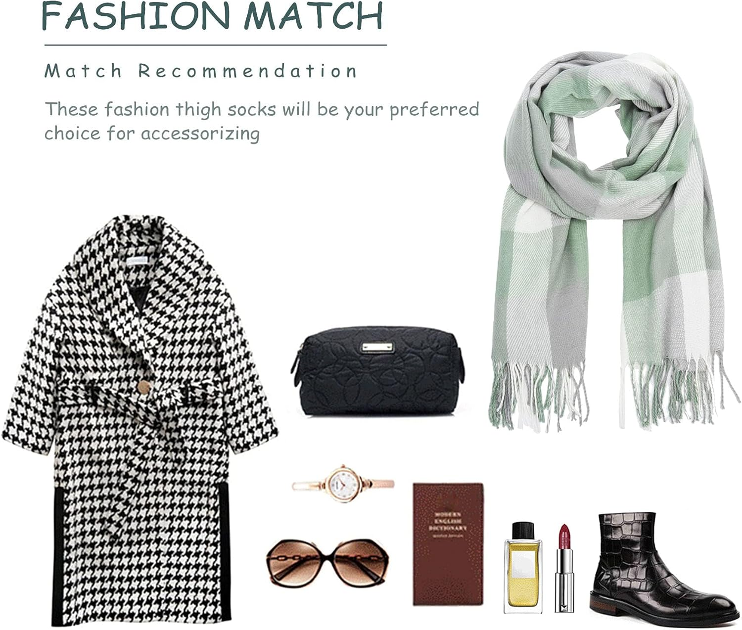 Women Tartan Scarf - Winter Long Scarves Plaid Warm Wraps Wool British Style for Ladies Spinning Tassel Shawl Long Stole