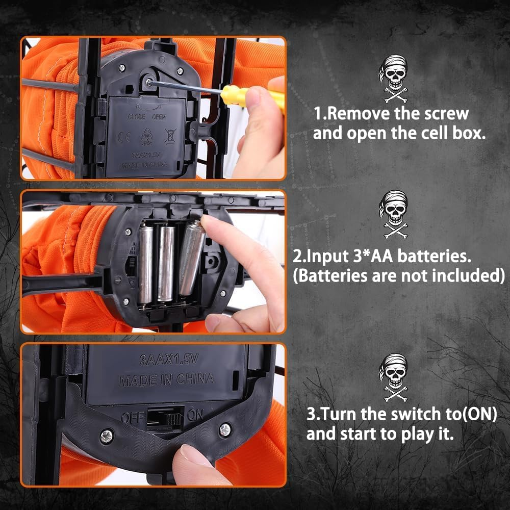 Screaming Animated Halloween Decorations, Halloween Decor Prop with Motion Sensor, Scary Skull Cage Prisoner Haunted House Decor, Spooky Hanging Ghost Eyes Glow Decorations image number 1