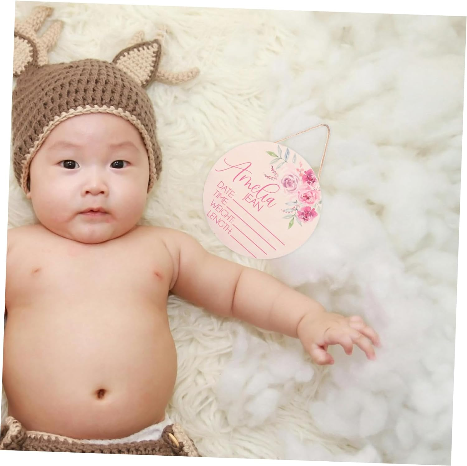 Gatuida 2Pcs Newborn Boy Shower Name Sign Plaque for Nursery Birth Announcement Board image number 1