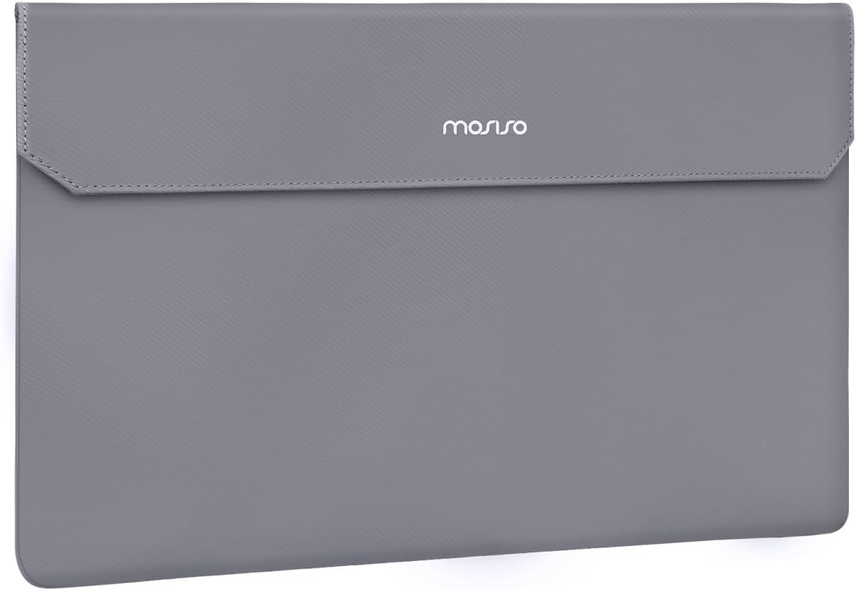 MOSISO Portable Monitor Case Sleeve 17.3 Inch, Carrying Case for Most 17.3 Inch Portable Display Monitors, Laptop Display Bag with Front Pocket, PU Leather Case for Travel Monitor Laptop, Gray image number 1