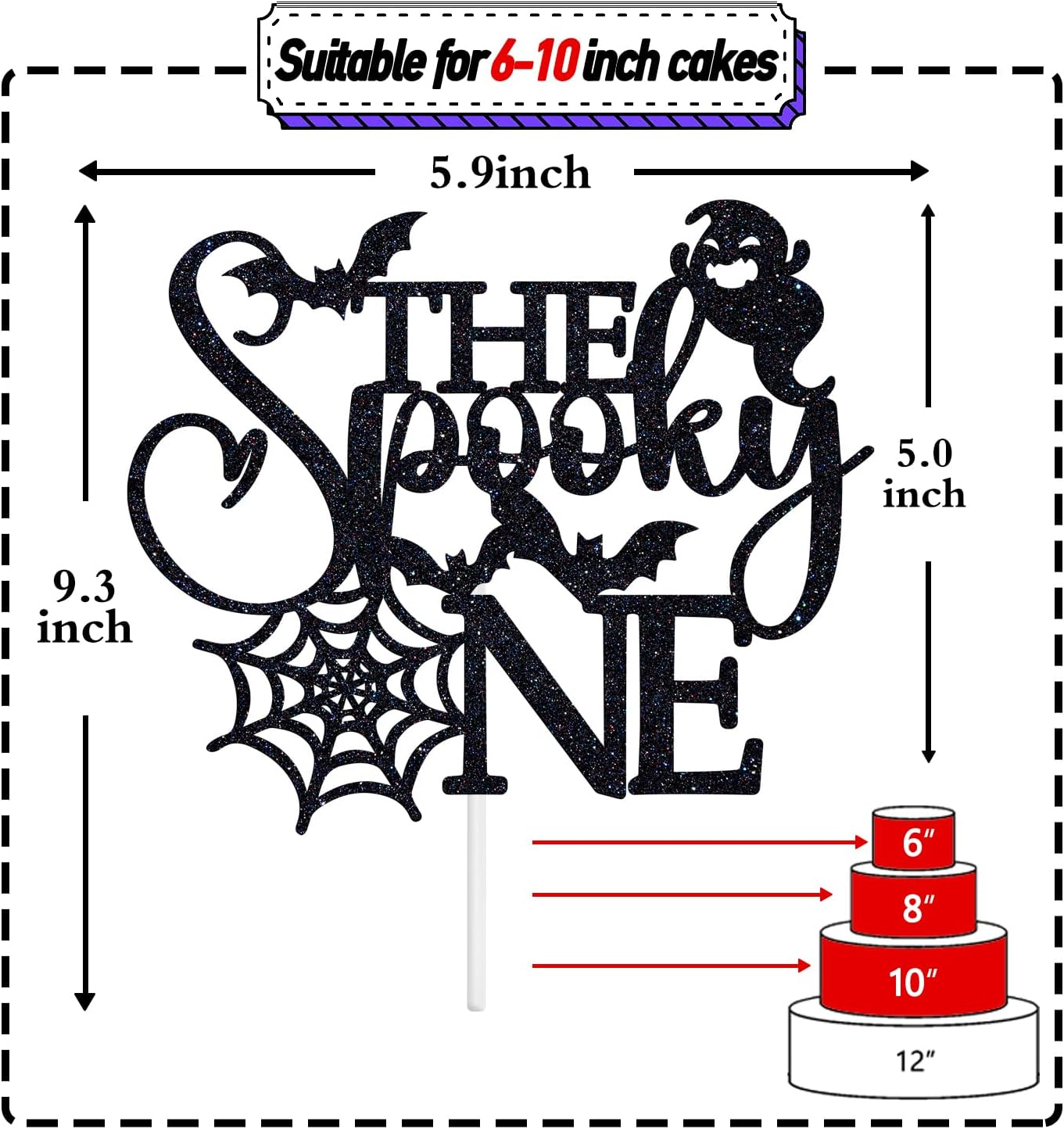 The Spooky One Cake Topper, Our Little Boo Is One/Ghost Bat Cake Decor for Kids, Halloween Baby'S 1St Birthday Party Decorations Supplies for Boy Girl image number 3