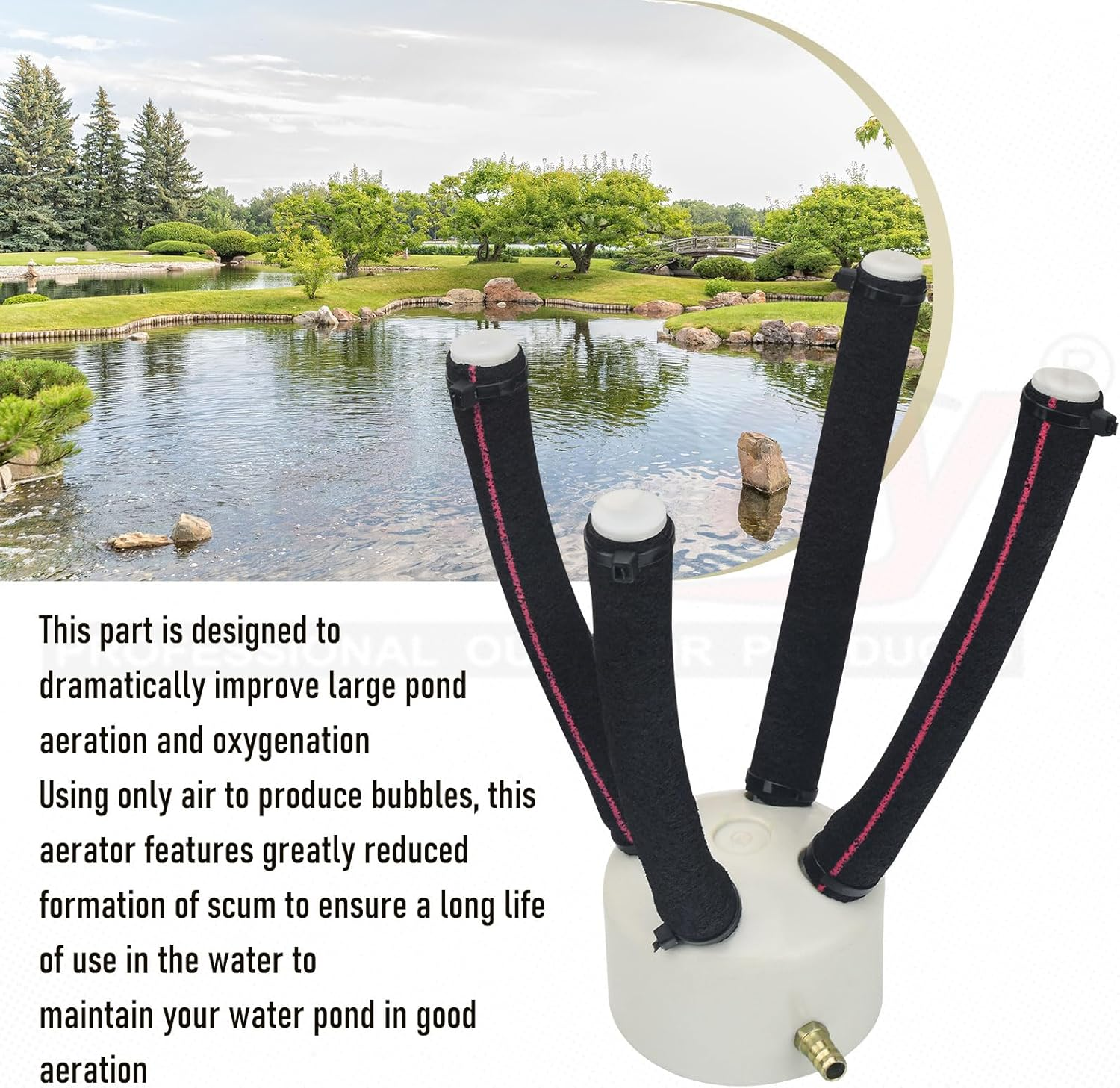 Large Diffuser for Outdoor Bubbling - High Efficiency Sinking Pond Aquatic Aerators and Deicer for Improved Filtration - Fish Part Essential for Healthy Aquatic Environment - Reduces Scum