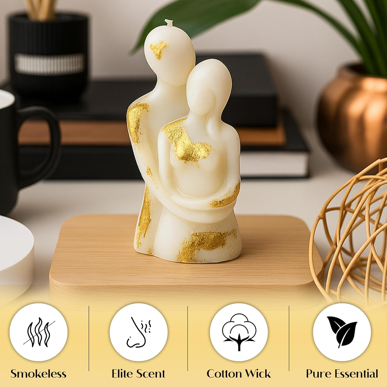 Apexor Scented Candle &ndash; Erotic Wedding Couple Figurine with Jasmine Scent, White with Gold Foil Accents, Ideal for Couple Spells and Special Other Occasions image number 3