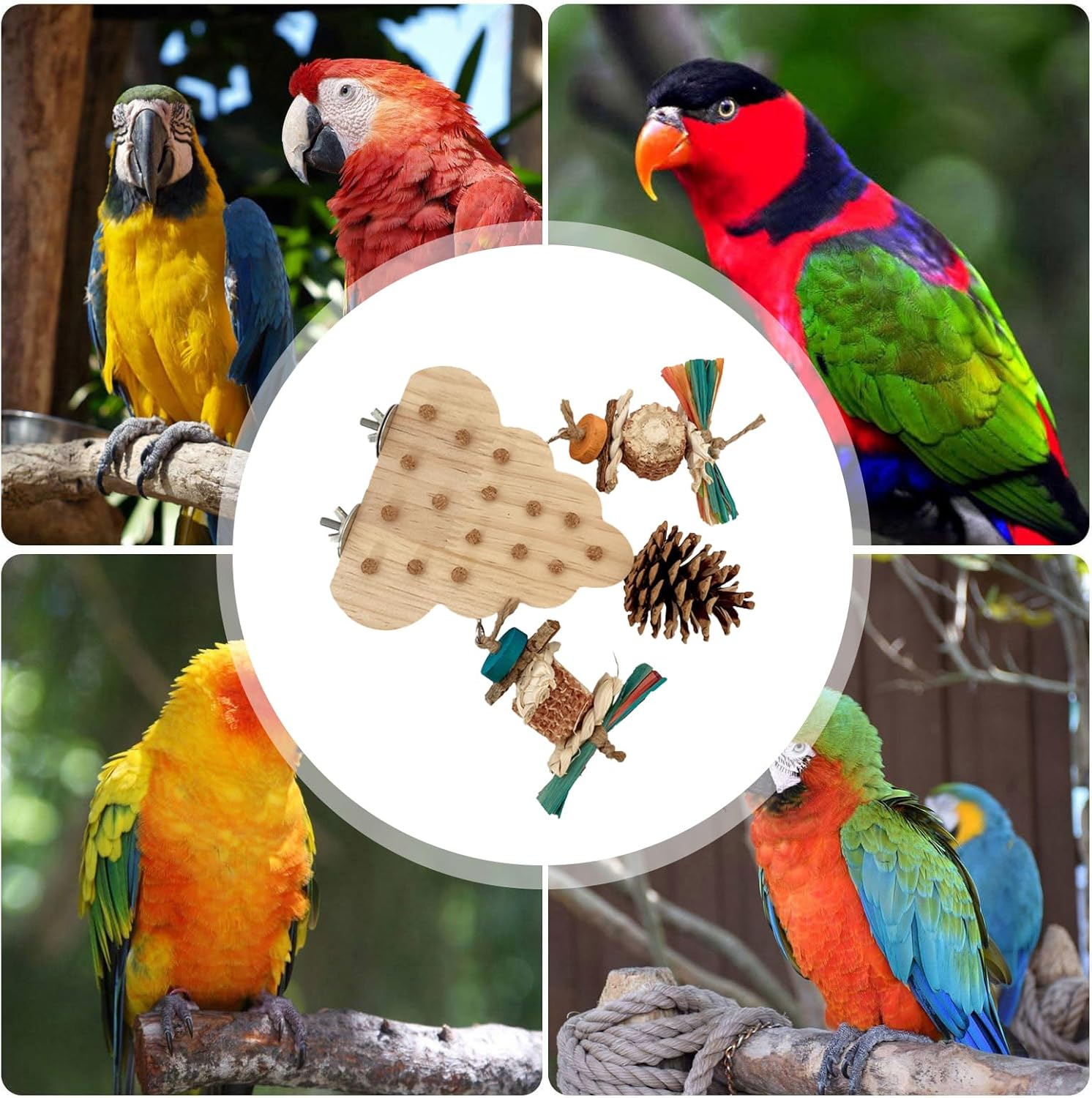 Bird Chew Toys - Shredding Toys Parrots Chewing Hanging|Natural Soft Sola Ball Beak Chew Shred Forage Toy for Parrots|Cockatiel|Conure|Parakeets| and Other Small Birds|Edible Seagrass Woven Clim image number 5