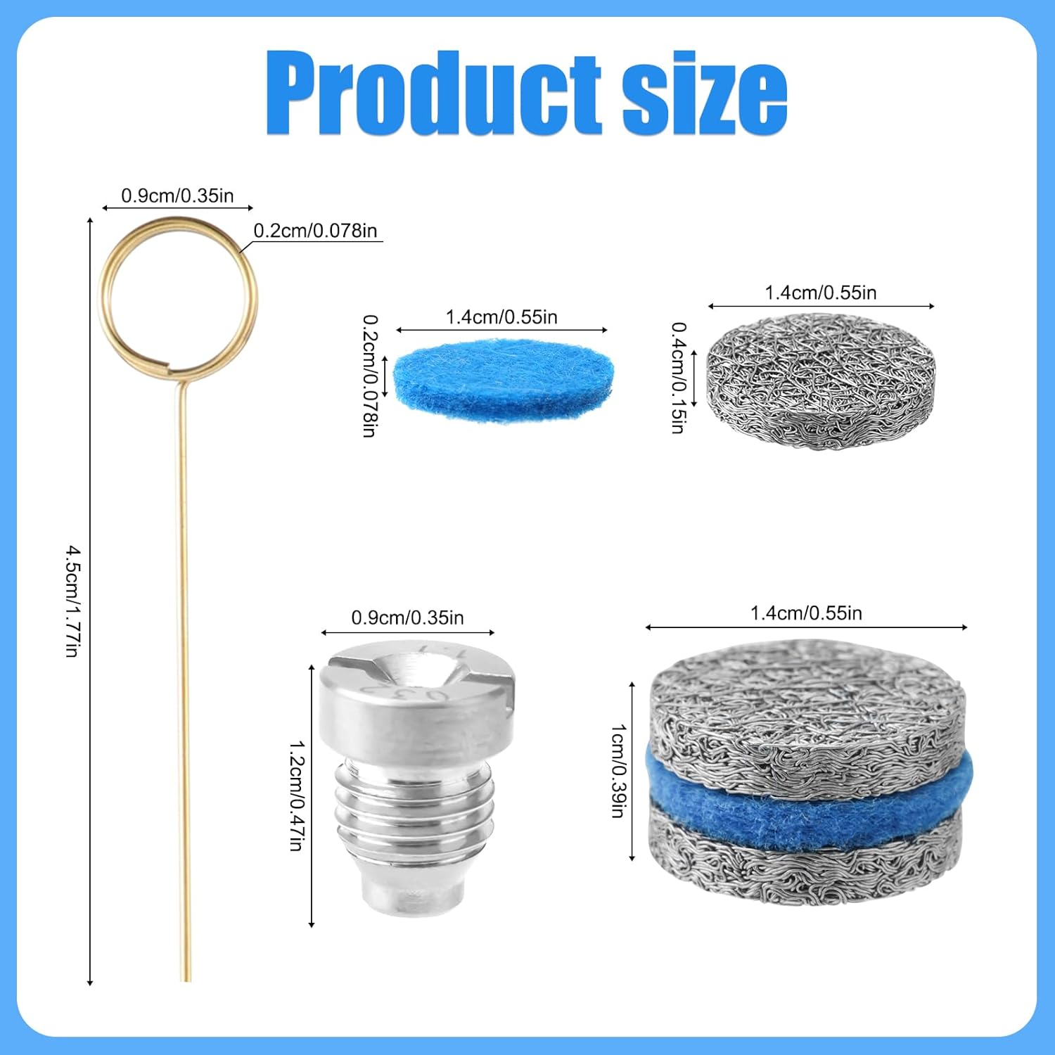 0.04In Foam Cannon Orifice Nozzle Tips, 3000 PSI Foam Cannon Nozzle Replacement Universal Foam Cannon Nozzle with 2 Foam Maker Mesh Cleaning Needle Cotton Pad for Snow Foam Lance image number 3