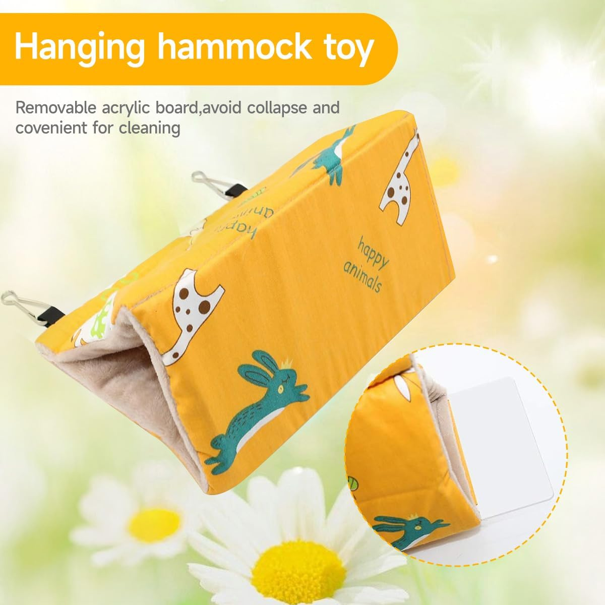 Large Bird Hanging Hammock Winter Warm Bird Nest House Suspended Hammock Plush Shed Swing Cave Cabin for Parrot Parakeet Cockatiels Budgies Lovebird (Yellow) image number 3