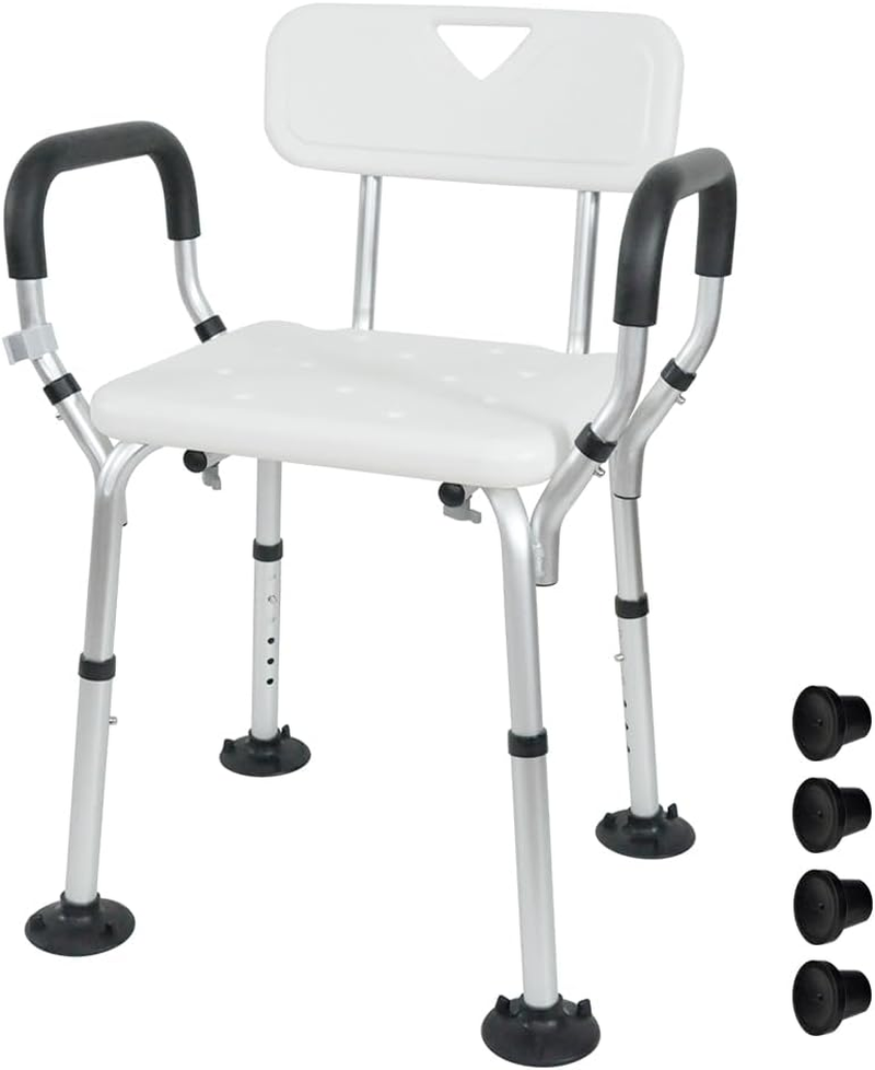 Shower Seat Bath Chair Adjustable Height Non-Slip Shower Bathtub Seat with Padded Arms Removable Back for Elderly Medical Disabled Safety Bathroom image number 6