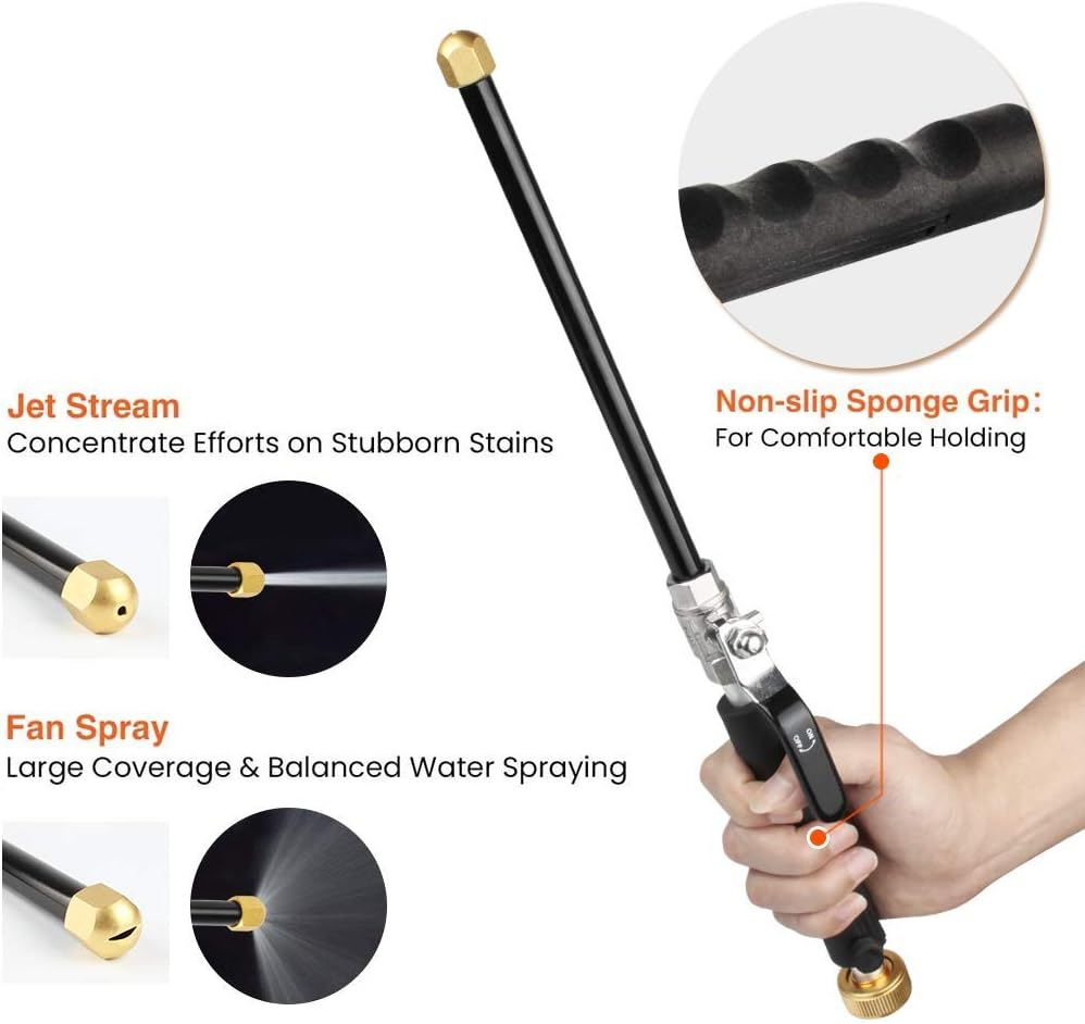 High Pressure Hose Nozzle for Garden Hose, Hydro Jet High Pressure Power Washer Wand, Portable Hydrojet High Pressure Power Washer with 2 Hose Nozzles for Car Washings and Garden Cleaning - Black (3 Nozzles) image number 3