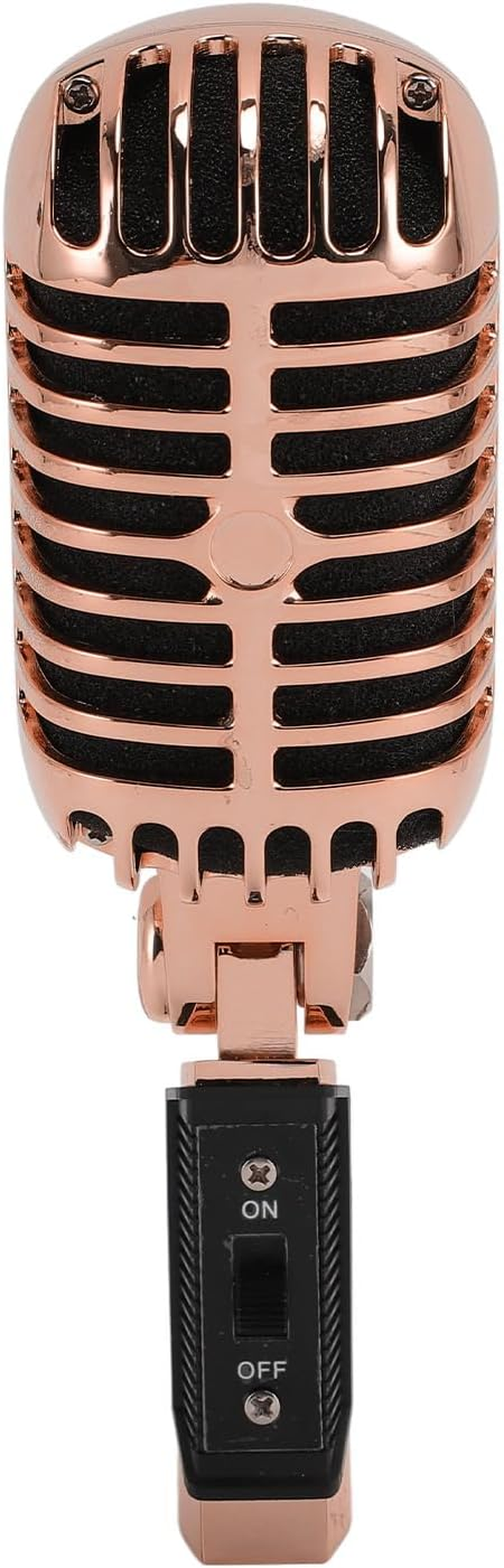 Vintage Dynamic Microphone, Microphone for Singing, Self Tensioning Swivel Rack, Classic Retro Dynamic Vocal Mic for Stage Performances, Recording Studios,Etc (Rose Gold) image number 6