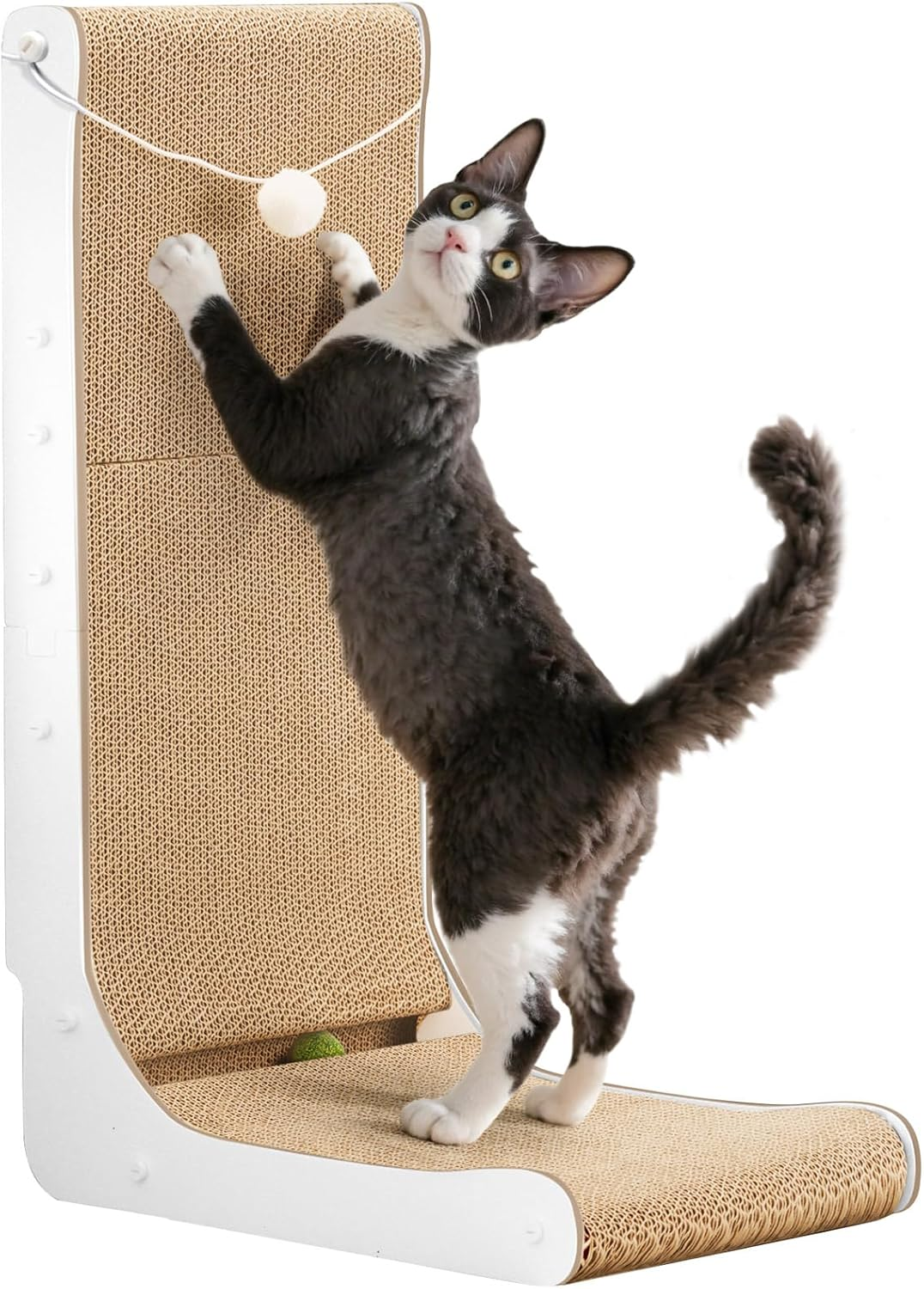 Gimars Vertical Cat Scratcher, L-Shape 26.8'' Cat Scratching Cardboard with Balls, Large Size Cat Scratch Pad Wall Mounted, Cat Toys for Protecting Furniture image number 5