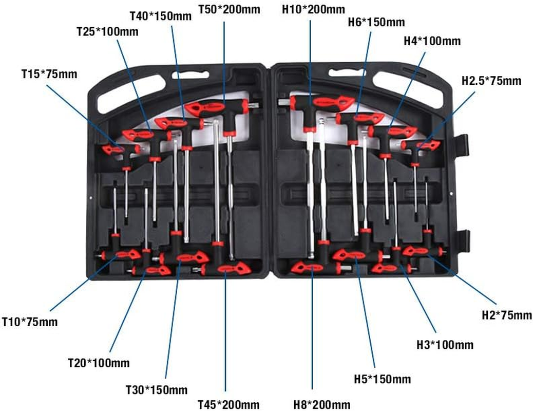 Shenruifa 16 Pcs Cr V T Handle Ball End Hex Key Wrench Set, Ergonomic Star Key Set, for Automotive, Machinery, and Repair Equipment image number 5