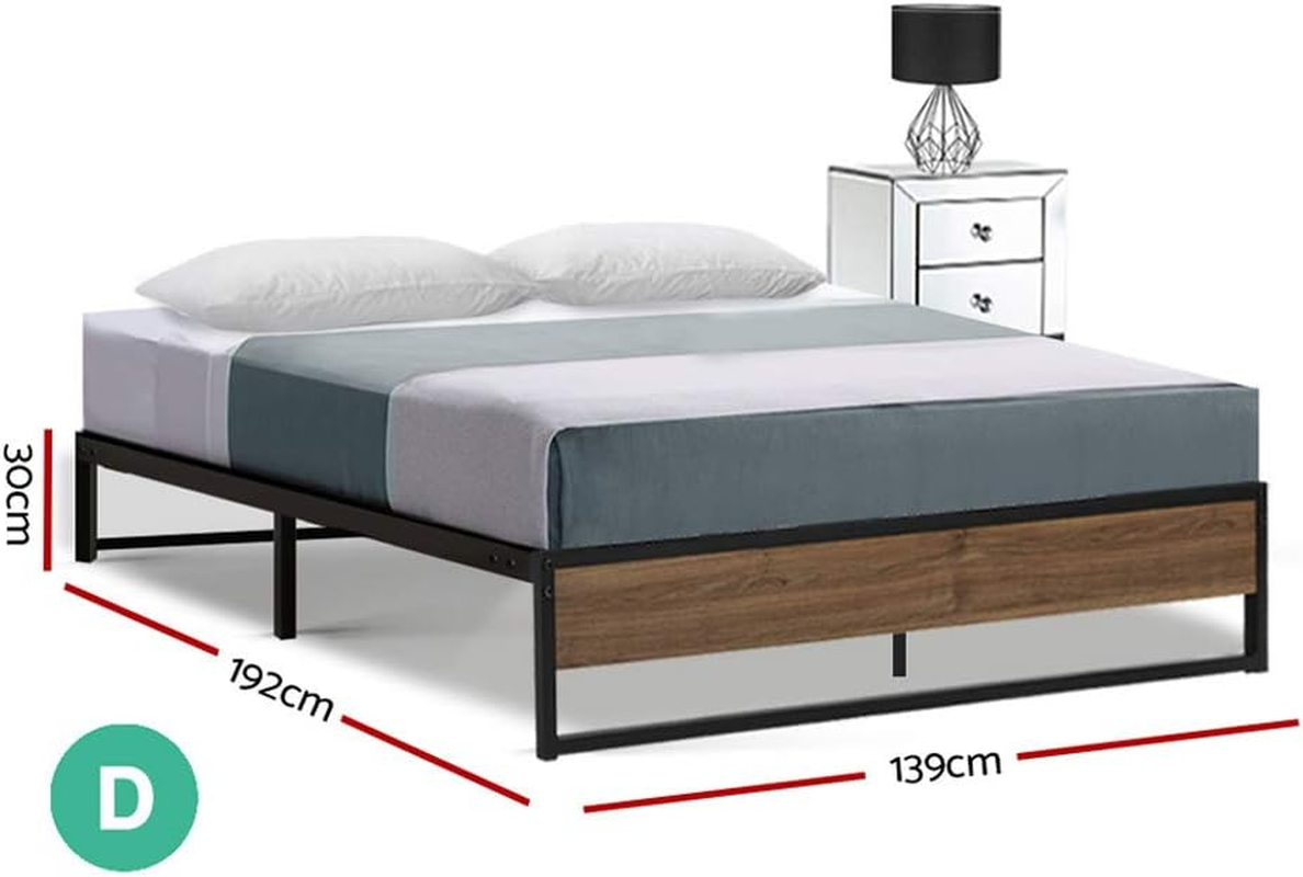 Artiss Double Metal Bed Frame(Base Only), Metal Platform Bed with Easy Assembly, 300Kg Capacity Heavy-Duty Metal Slats with under Bed Storage for Master Bedroom/Guest Room/Studio Apartment, Black image number 3