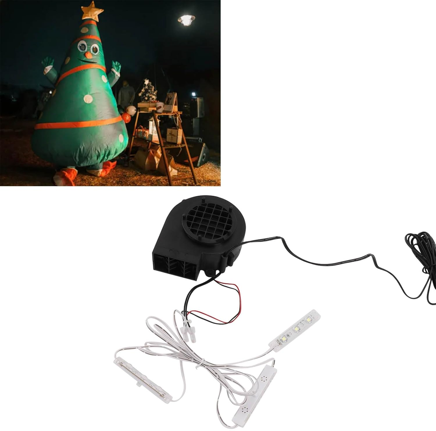Inflatable Fan Blower Replacement with 3 LED Light Strings, Air Blower for Inflatables, Electric Air Mattress Pump for Halloween, Christmas, Yard, Outdoor Holiday Yard Decoration image number 4