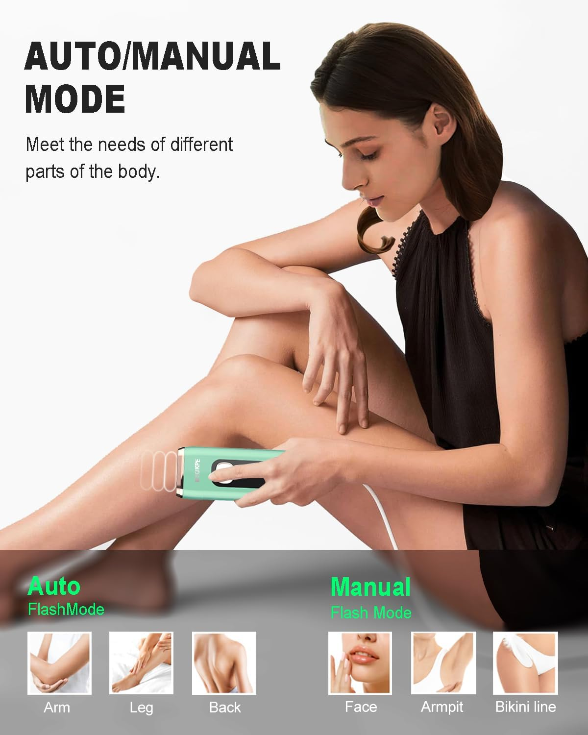 IPL Laser Hair Removal Device for Women Men at Home Upgraded to 999,900 Flashes Permanent for Facial Legs Arms Bikini Line Whole Body (Green) image number 2