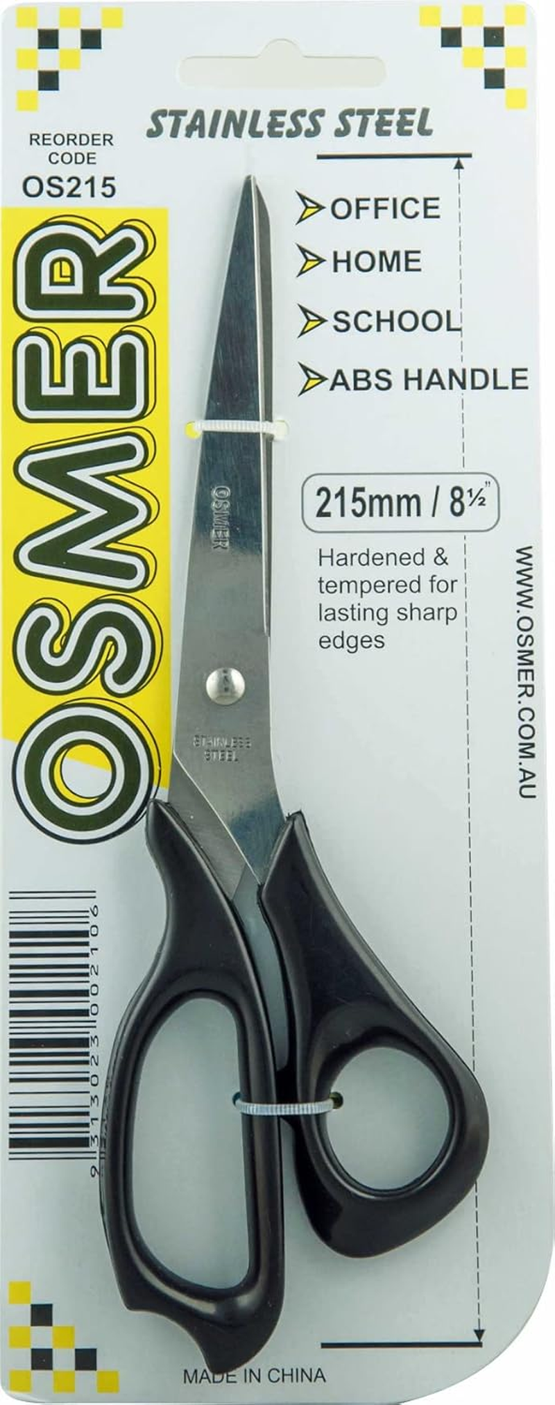 Osmer OS215 All Purpose Economy Scissor, 215 Mm Length, Black/Silver