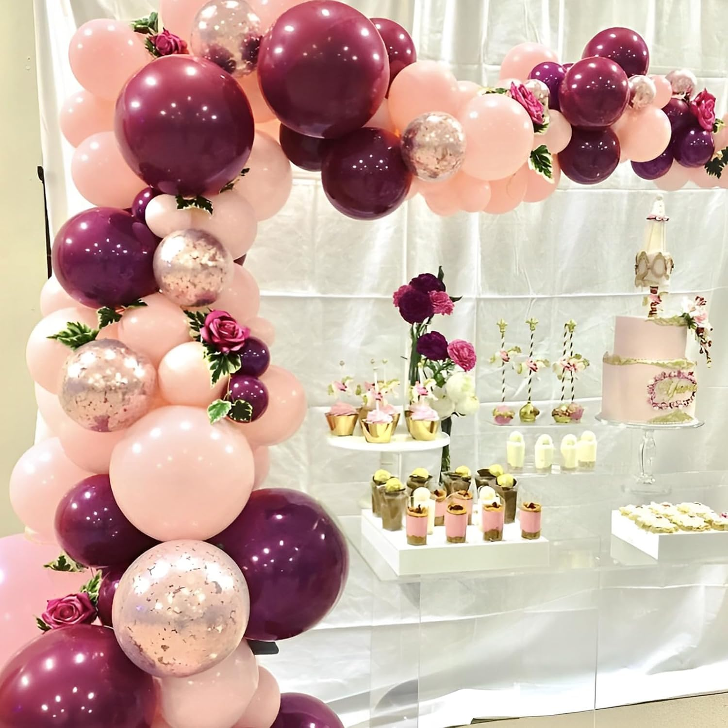 Voircoloria 90Pack Burgundy Balloons Different Size 18/12/10/5 Inch Maroon Balloon Garland Arch Kit for Graduation, Thanksgiving Day, Autumn Fall Theme Party, Wedding, Birthday Decorations image number 4