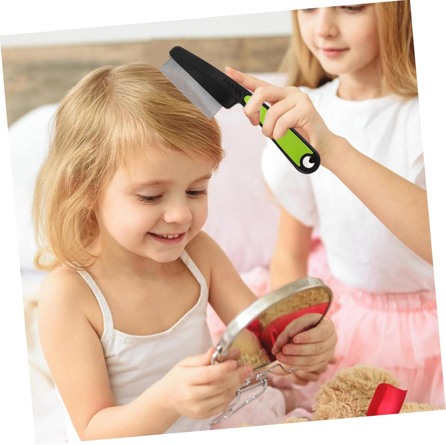 FRCOLOR Sturdy Plastic Stainless Steel Fine Tooth Hair Comb Scalp Brush for Dandruff Hair Combs Ergonomic Handle image number 3