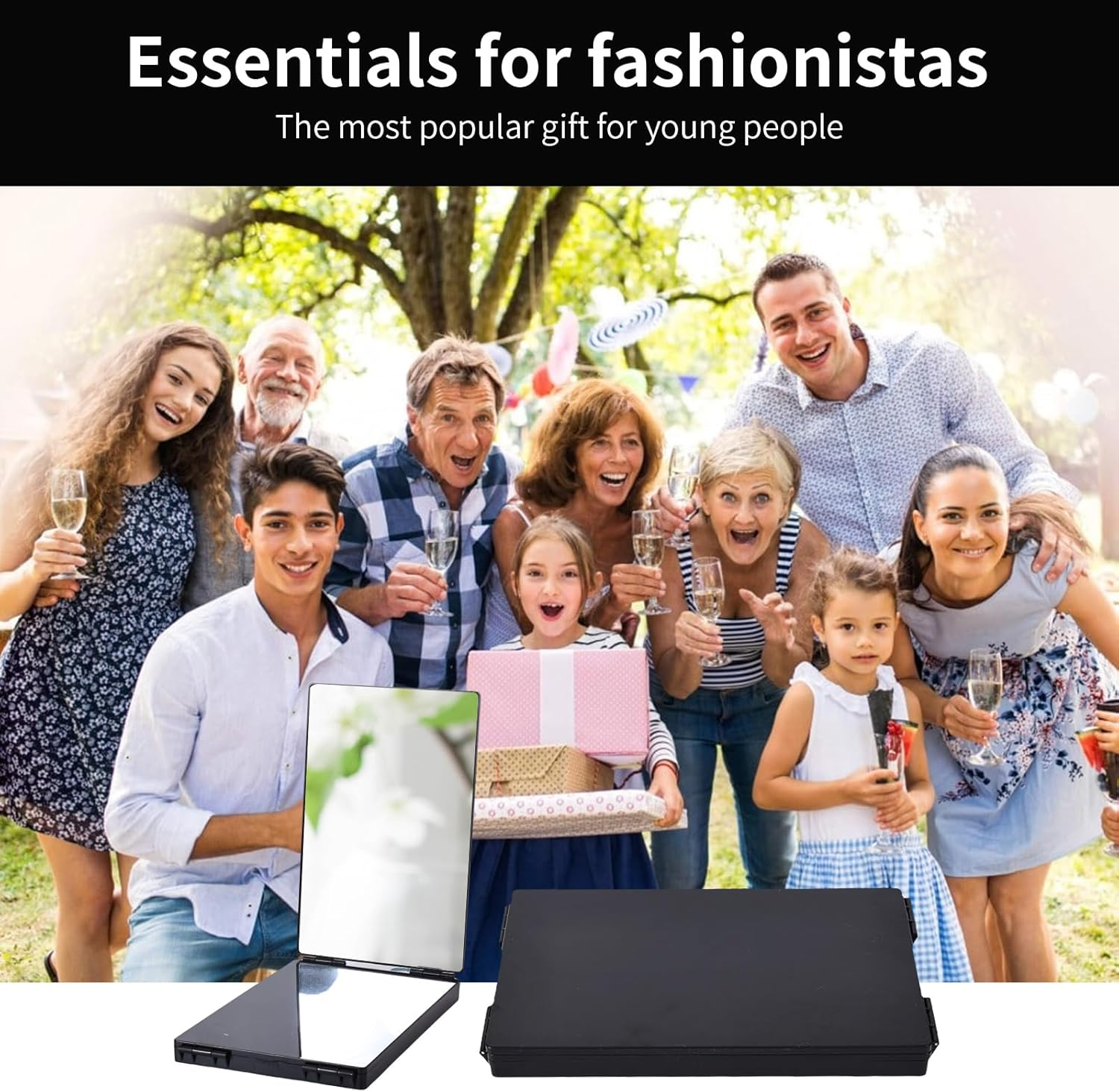 3 Way Mirror,360 Trifold Mirror with Height Adjustable Telescoping Hooks,And 5X Magnification Mirror,For Makeup, Hair Styling (Black) image number 5