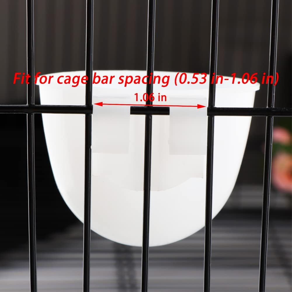 6 Pcs Mini Bird Food Bowl Feeder, Parrot Convenient Hanging Container, Plastic Pigeon Bird Cage Dish (White) image number 2
