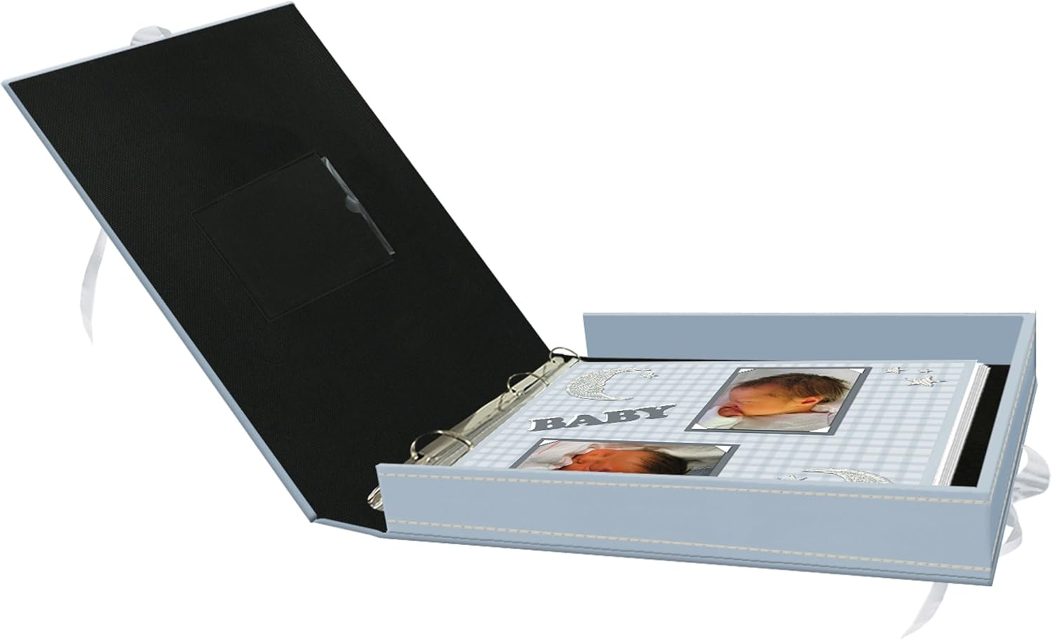 Baby Sewn 3-Ring Leatherette Scrapbook Box, Blue