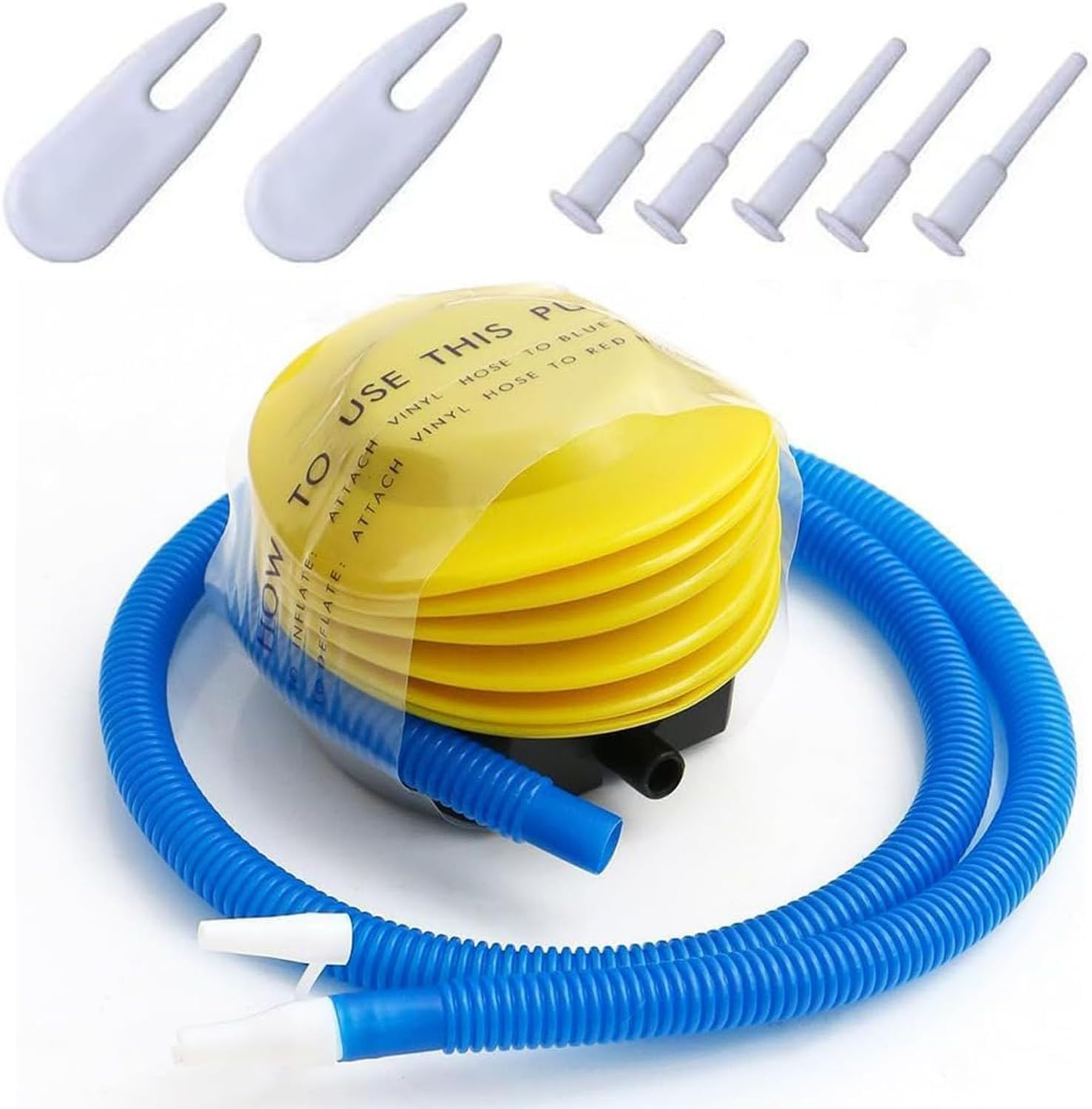 Foot Pump, with Plug Pin Stopper Adapter Kit, Plastic Corrugated Tube Foot Operation Inflatable Air Pump for Sports Fitness Balloon Swimming Ring Pool Float Inflatable Bed Pillow Boat Outdoor