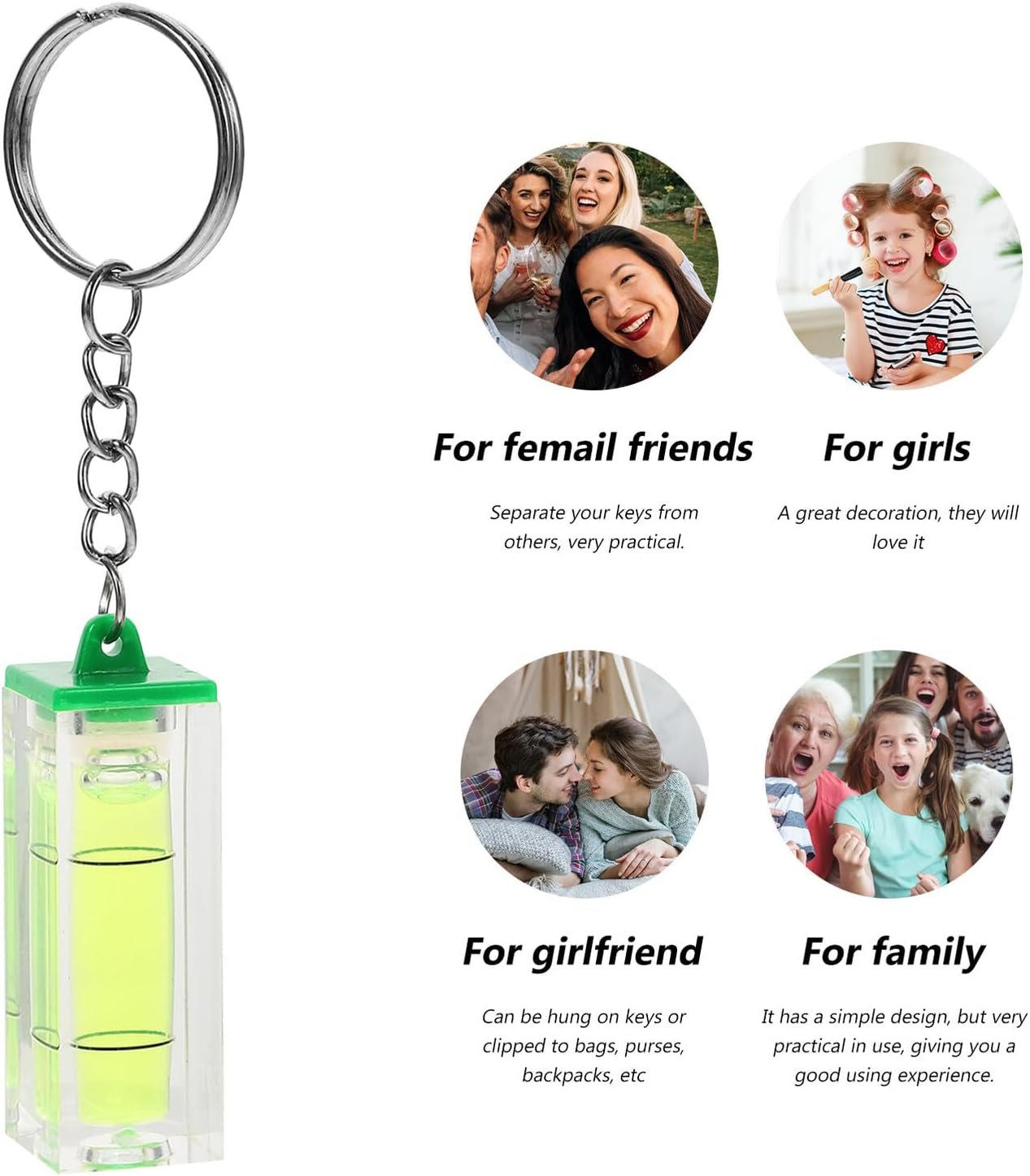 FUTUREORYY Mini Bubble Spirit Level Keychain with Wallet Chain for Men, Portable Pocket Level Tool for Car Keys and Camping, Small Key Accessories for Everyday Use Random Color image number 5