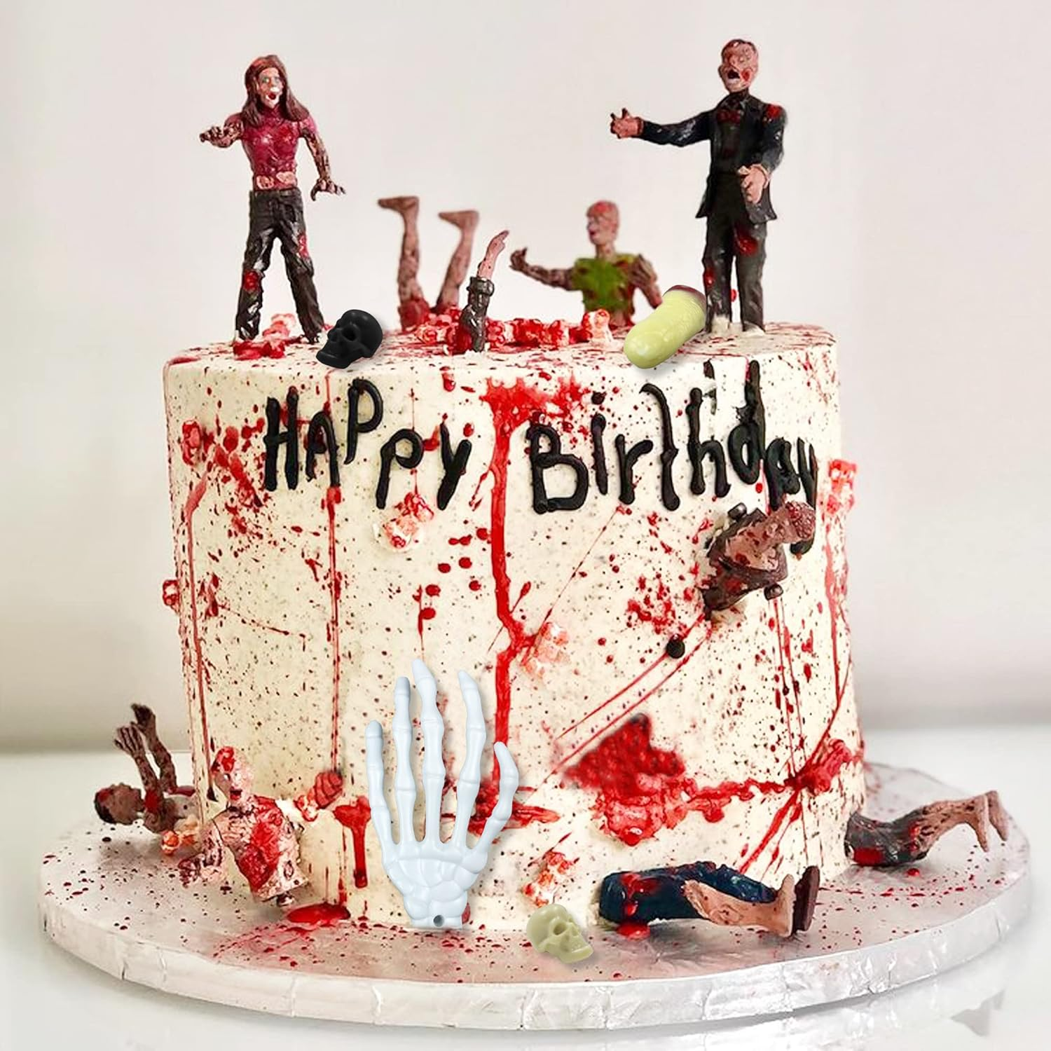 17 PCS Zombie Cake Decoration Toppers and Figures - Themed Party Decorations for Birthday and Wedding Cake image number 4