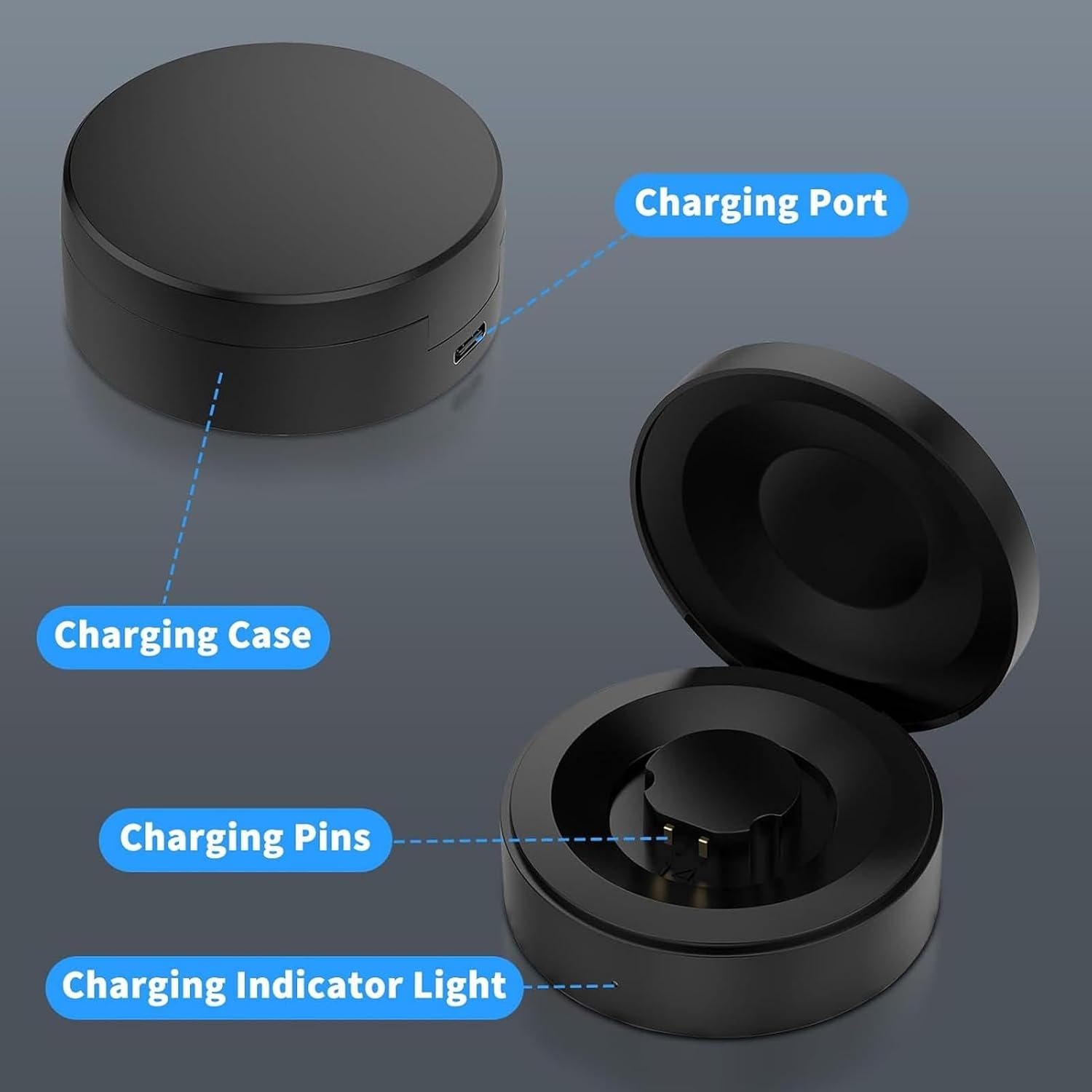 Smart Ring Charging Case for Ringconn Gen1/2/2 Air, Magnetic Fast Charging Dock with USB C Cable & Indicators, 590Mah Charge Compartment, Black (Size 10-11#) image number 4