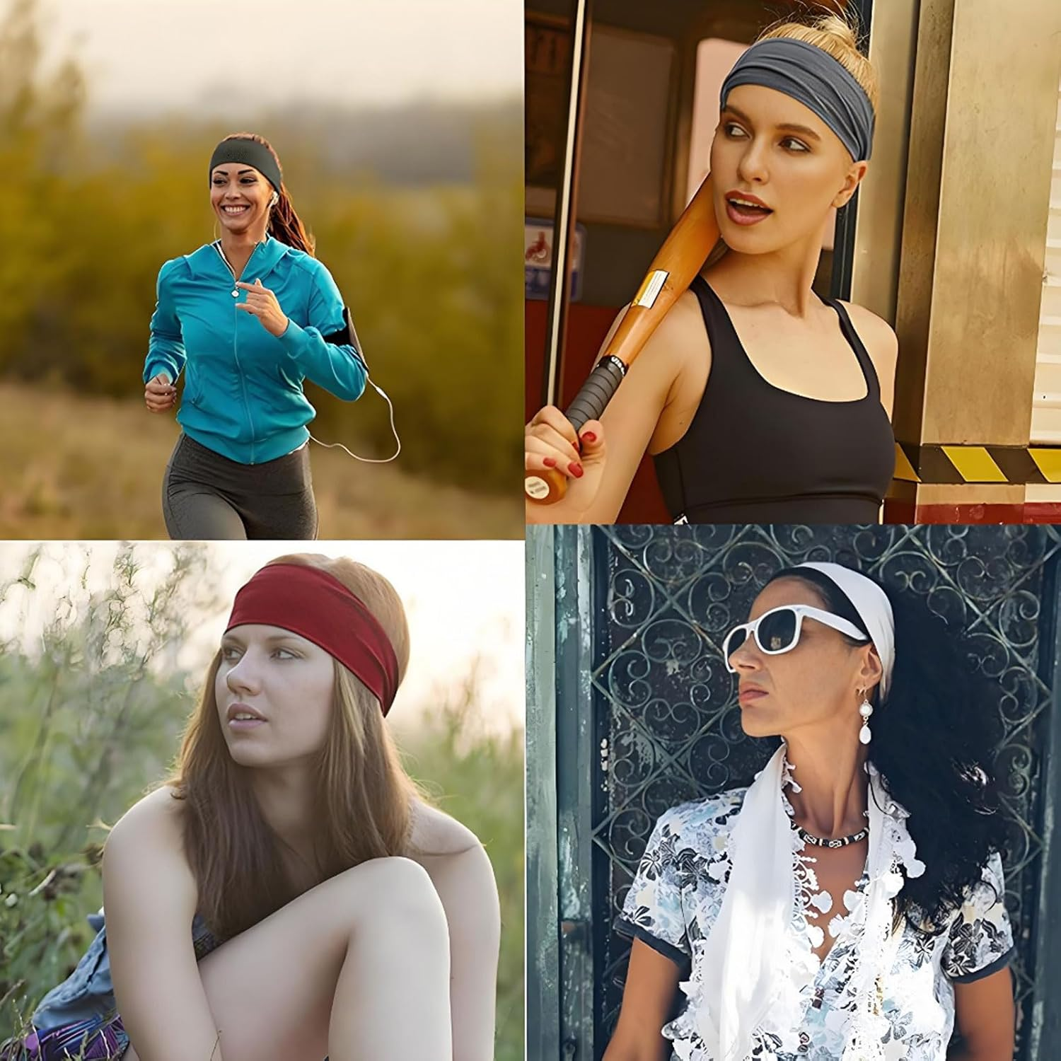 6-Piece Unisex Sports and Fitness Headband - anti Slip Sweat Absorbing Yoga Running Headband, Fashionable Hair Accessory (8.66X3.93 Inches) image number 6