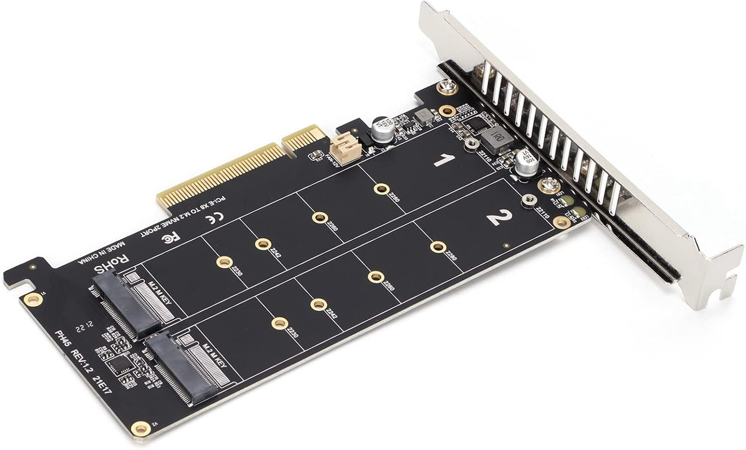 Dual M.2 Nvme SSD to Pcie Adapter Card X8 M Key Hard Drive Converter Reader Expansion Card Supports Split Function X4X4X4 or 4X4 Mode (Ph45) - 2 Port-Ph45 image number 4