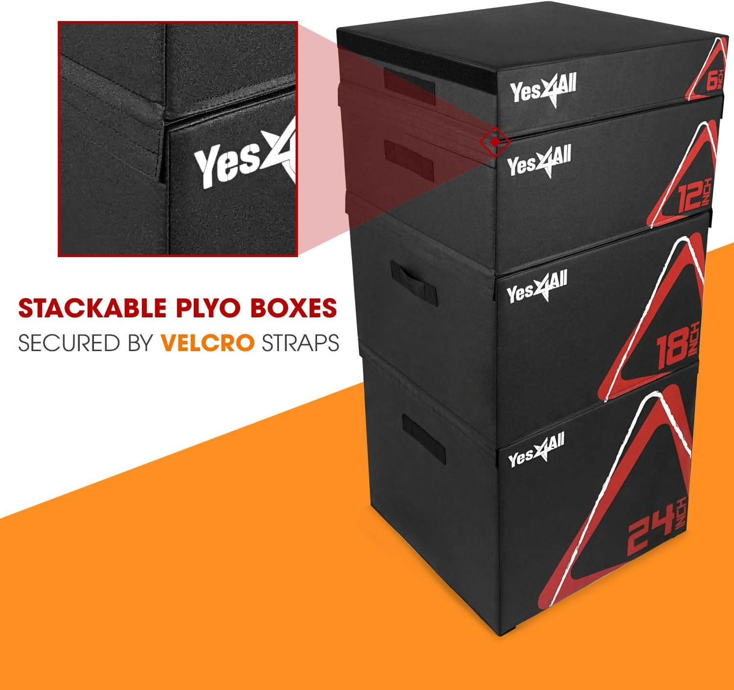 Yes4All Adjustable Soft Plyo Box, Jumping Trainer - for Plyometric Exercises and Conditioning, Multiple Height Variations - F. Black - 18" image number 5