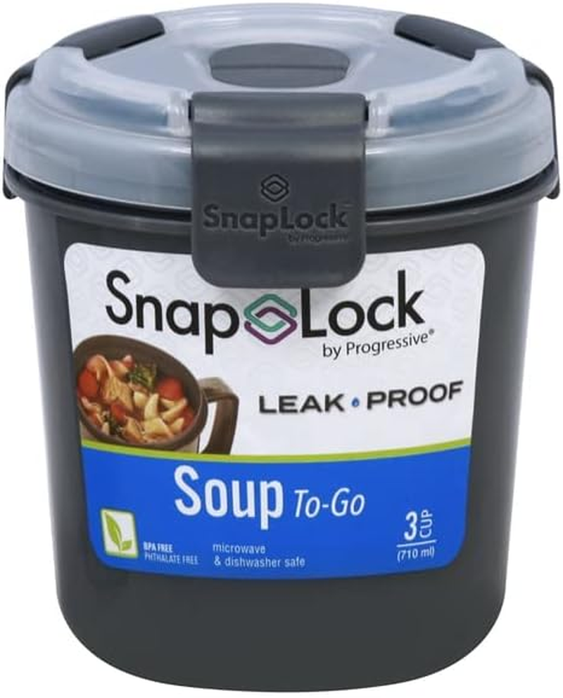 Progressive Snaplock Soup Box 1.0L - Leak-Proof Silicone Seal with Secure Snap-Hinge Lid, Vented Lid for Safe Microwave Heating, Cool-Touch Handle for Easy Carrying, Bpa-Free, Durable