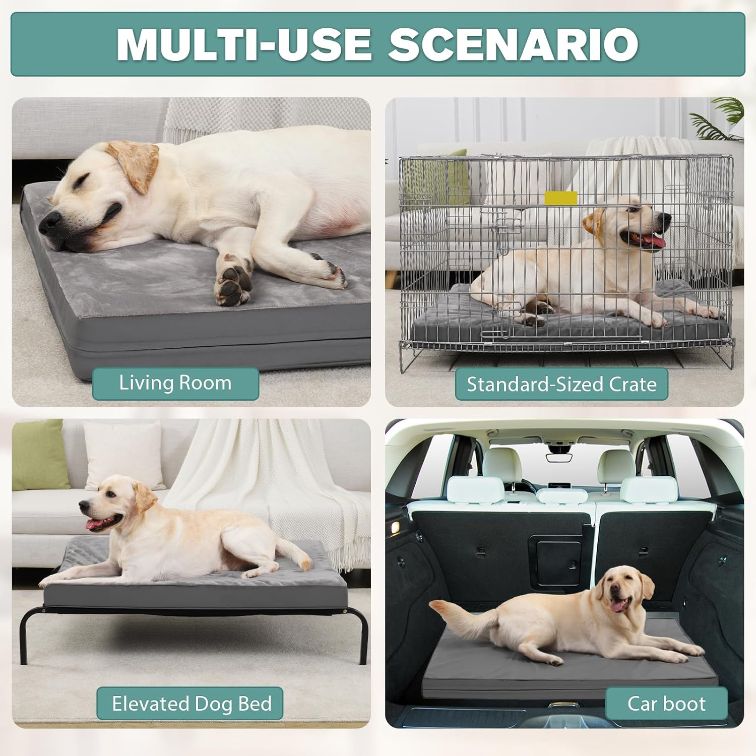 Waterproof Dog Bed, 41 * 27 * 3 Inch Thick Orthopedic Crate Bed for Large Medium Dogs with Washable Removable Cover, Anti-Slip Pet Sleeping Mattress image number 6