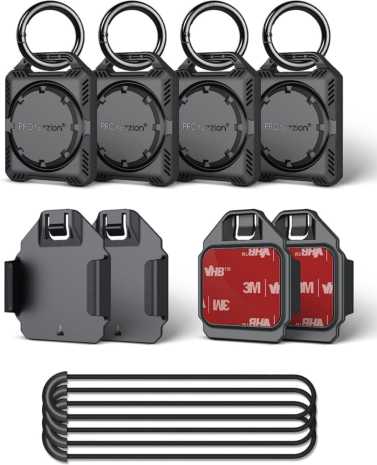 Profezzion IPX8 Waterproof Case, Anti-Lost Anti-Scratch Holder Protective Skin Cover with Key Ring, Loop Strap and 3M Mount for Keychain, Dog Collar, Travel, Luggage, Car, & More-Red