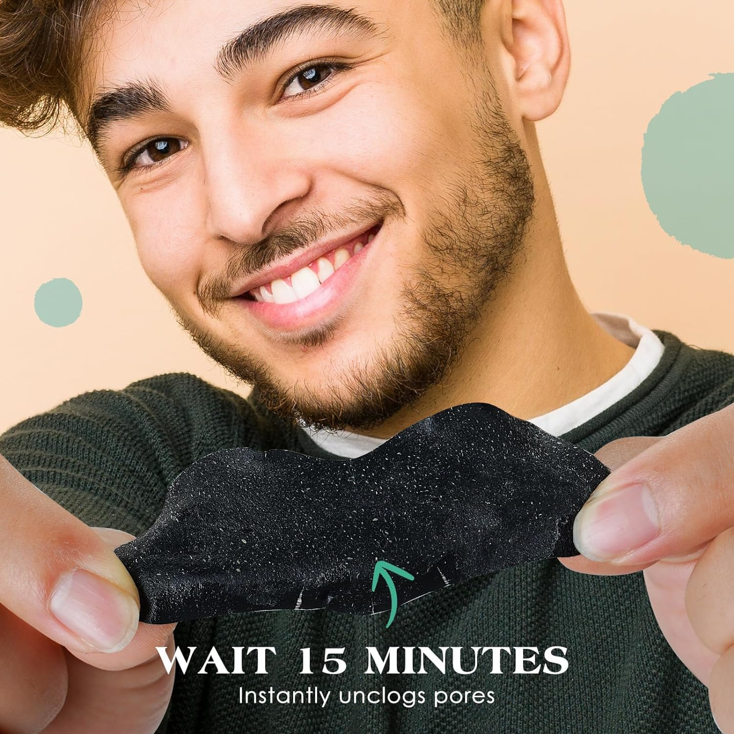 Men Blackhead Pore Strips, Deep Cleansing Blackhead Remover for Face, Natural Charcoal Nose Strips for Oily Skin, Large Size Nose Pore Strips for Black Head Whitehead Pore Unclogging Minimizer, 6PCS