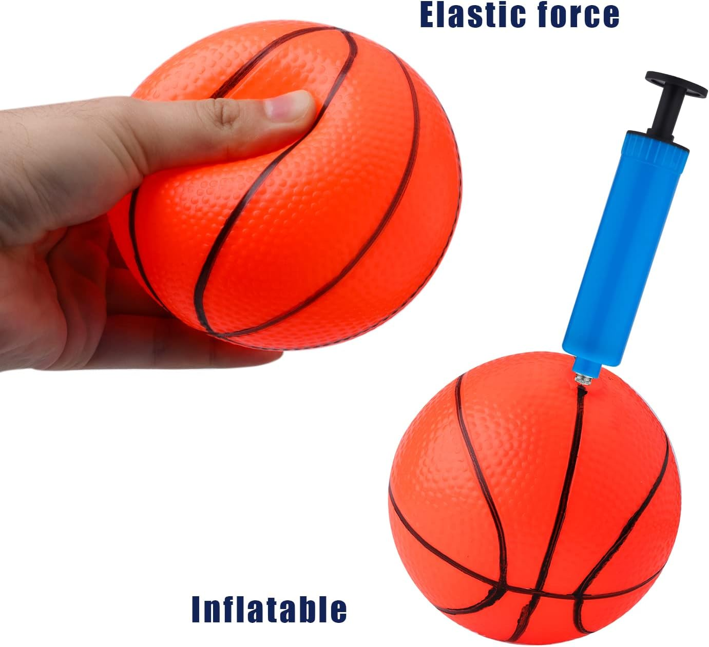 AIEX Pack of 10 10 Cm Mini Inflatable Basketball, Rubber Mini Basketballs Toy with Inflation Device, Inflatable Mini Sports Balls for Children Playing Training (Orange) image number 5