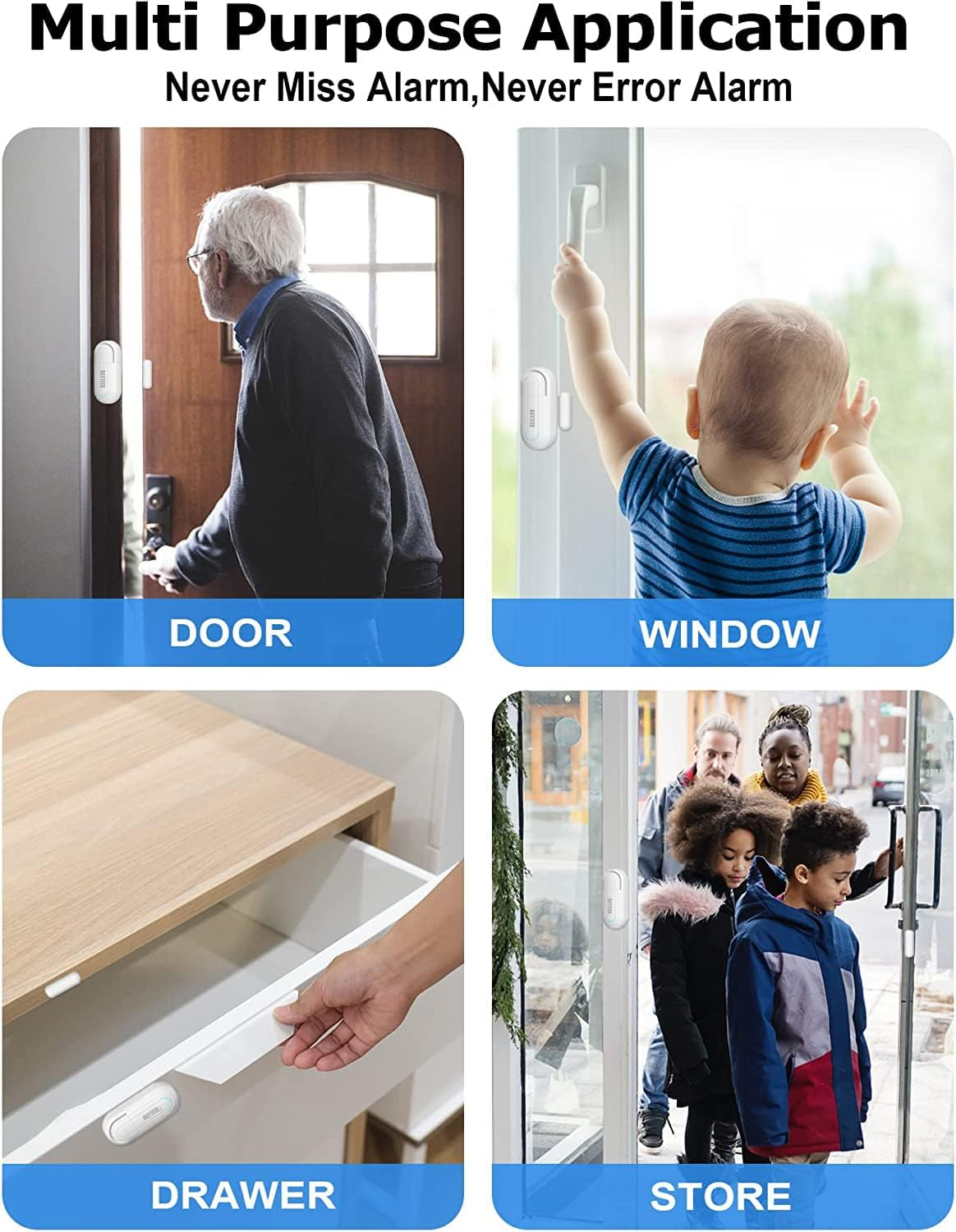 DAYTECH Door Alarm Sensor Volume Adjustable Door Open Chime 0-120 Db Window Alarm with 4 Modes for Kids Safety Dementia Patients Home Security, 1 Pack image number 3