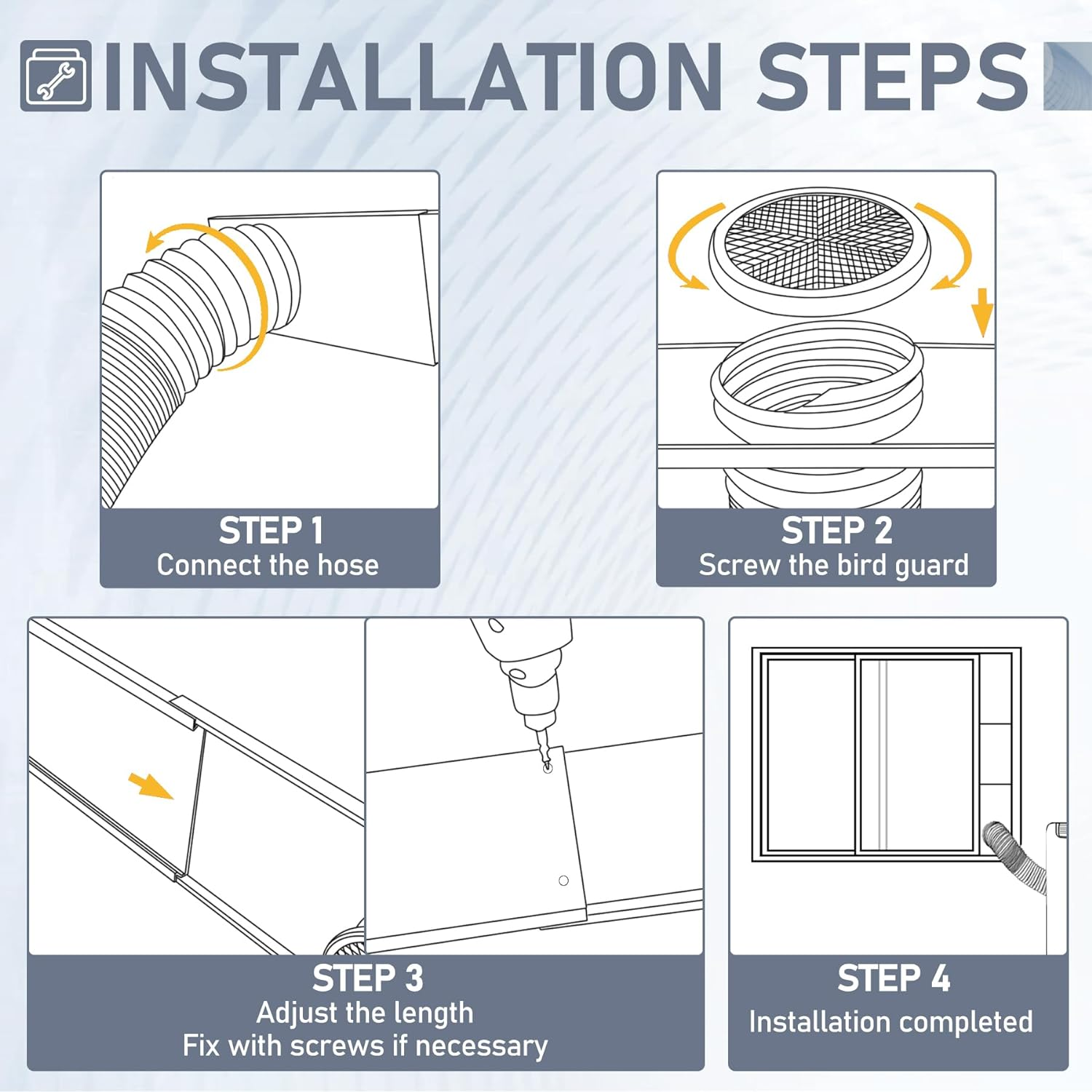 Flamorrow Portable Air Conditioner Window Seal Plates Kit for 5" Diameter Exhaust Hose, Universal Portable AC Window Vent Kit for Sliding & Hung Windows, Adjustable Length Sealing Panels up to 47"