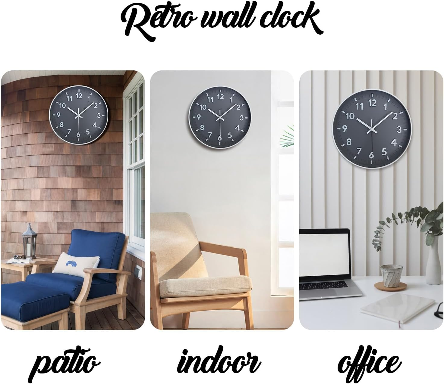 3D Wall Clock Battery Operated,12 Inch Silent Non Ticking Modern Wall Clock for Living Room Bedroom Kitchen Office Classroom Decor (Mx006Grey) image number 3